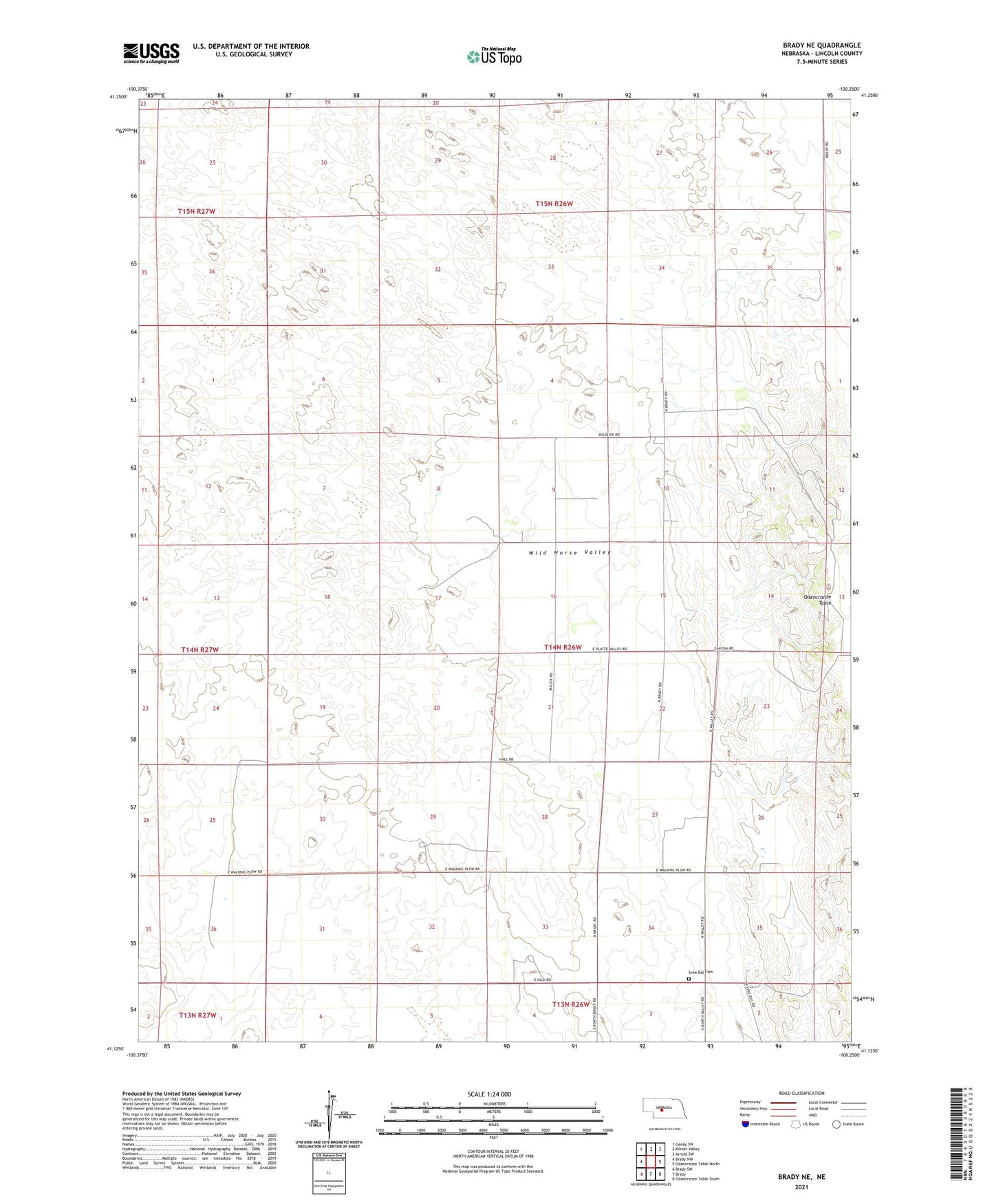 Brady NE Nebraska US Topo Map Image