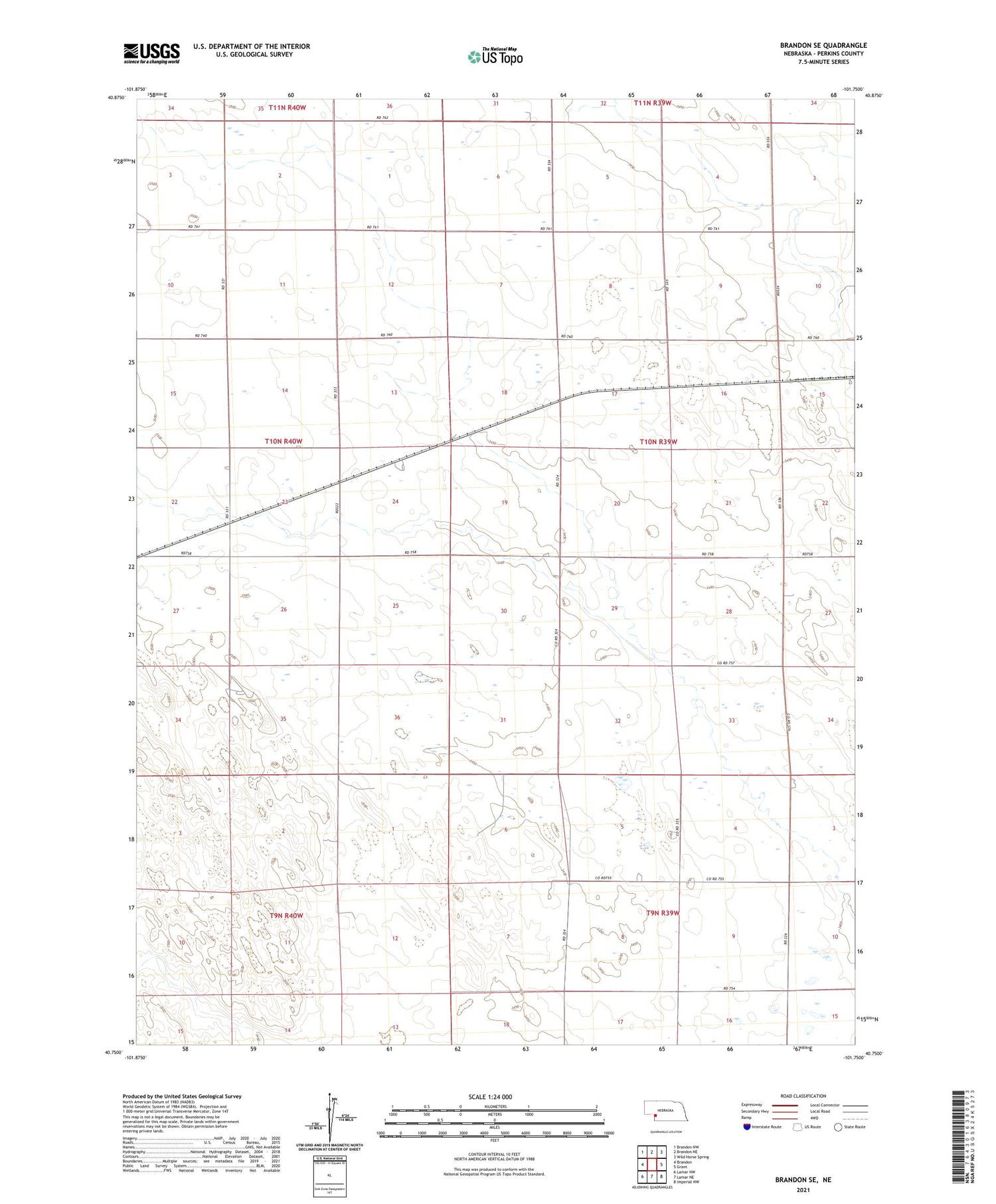 Brandon SE Nebraska US Topo Map Image