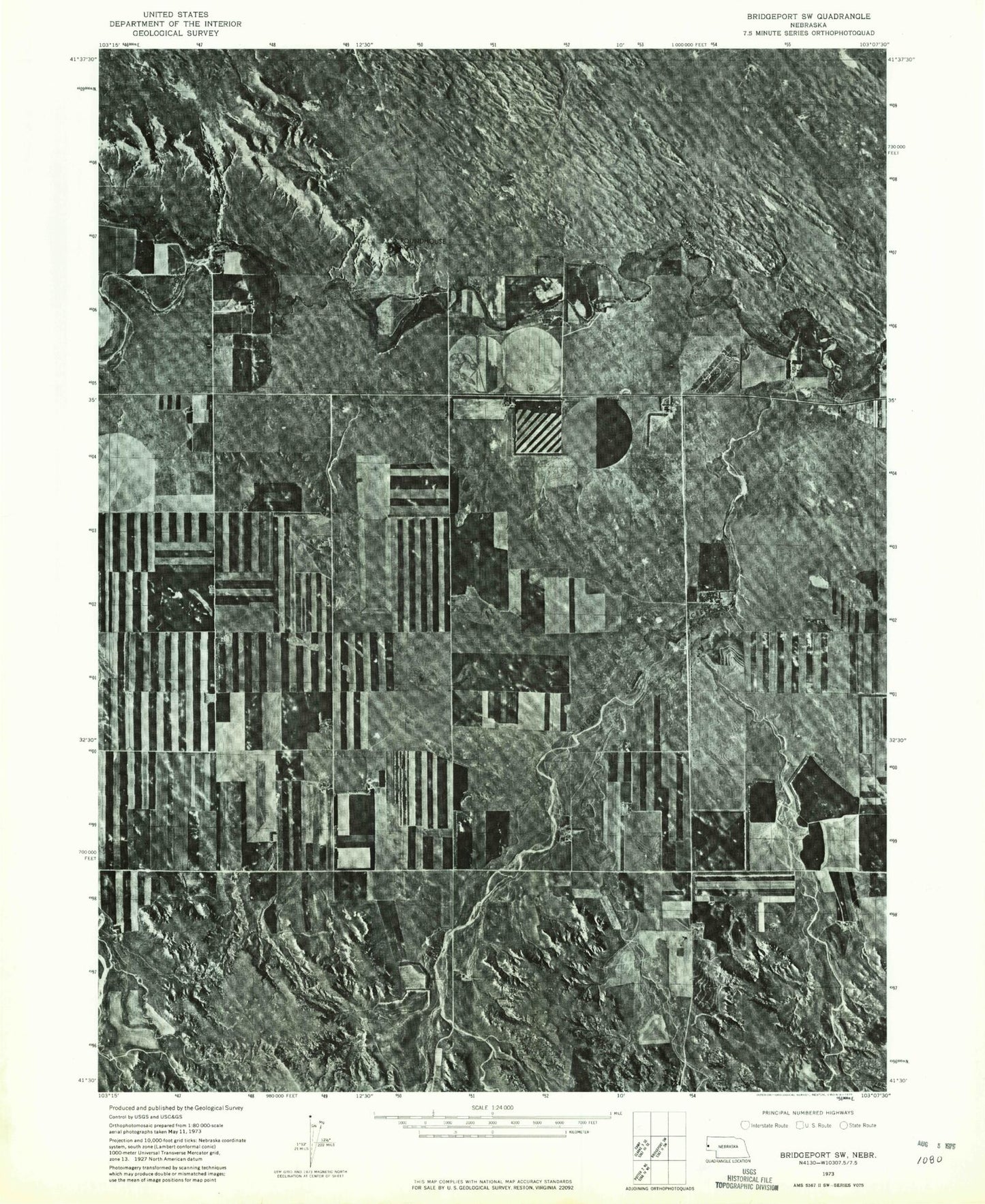 Classic USGS Roundhouse Rock Nebraska 7.5'x7.5' Topo Map Image