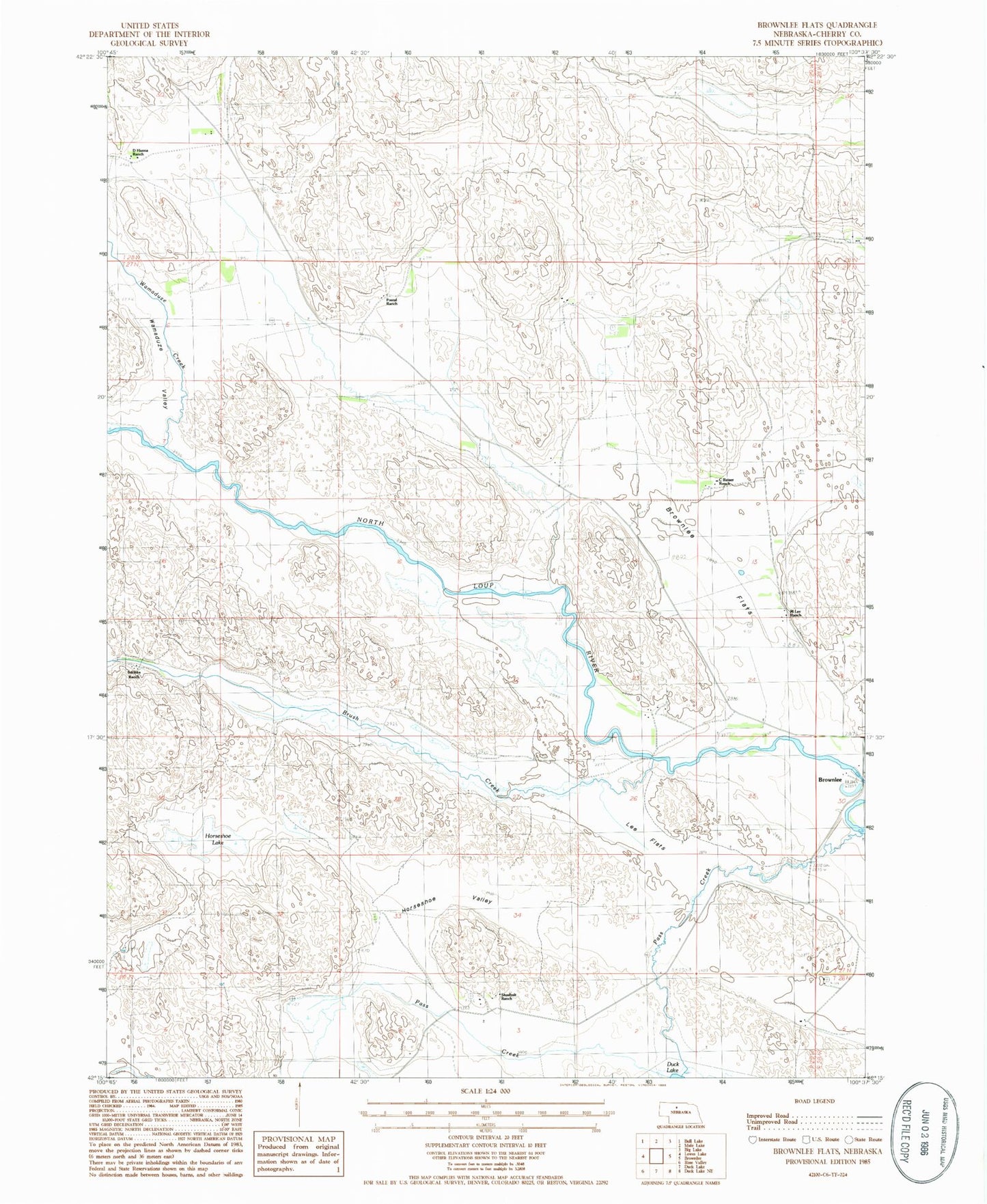 Classic USGS Brownlee Flats Nebraska 7.5'x7.5' Topo Map Image