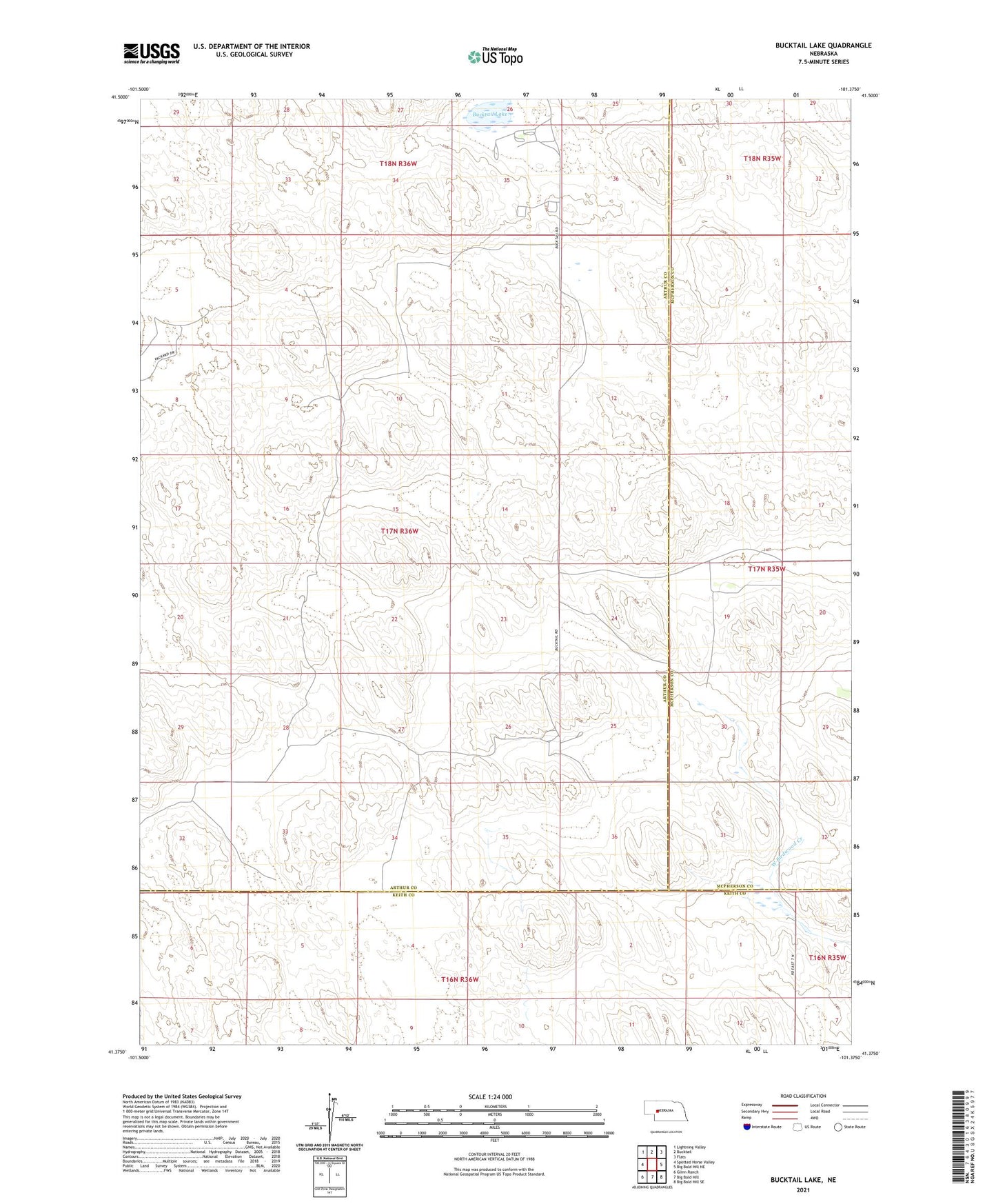 Bucktail Lake Nebraska US Topo Map Image