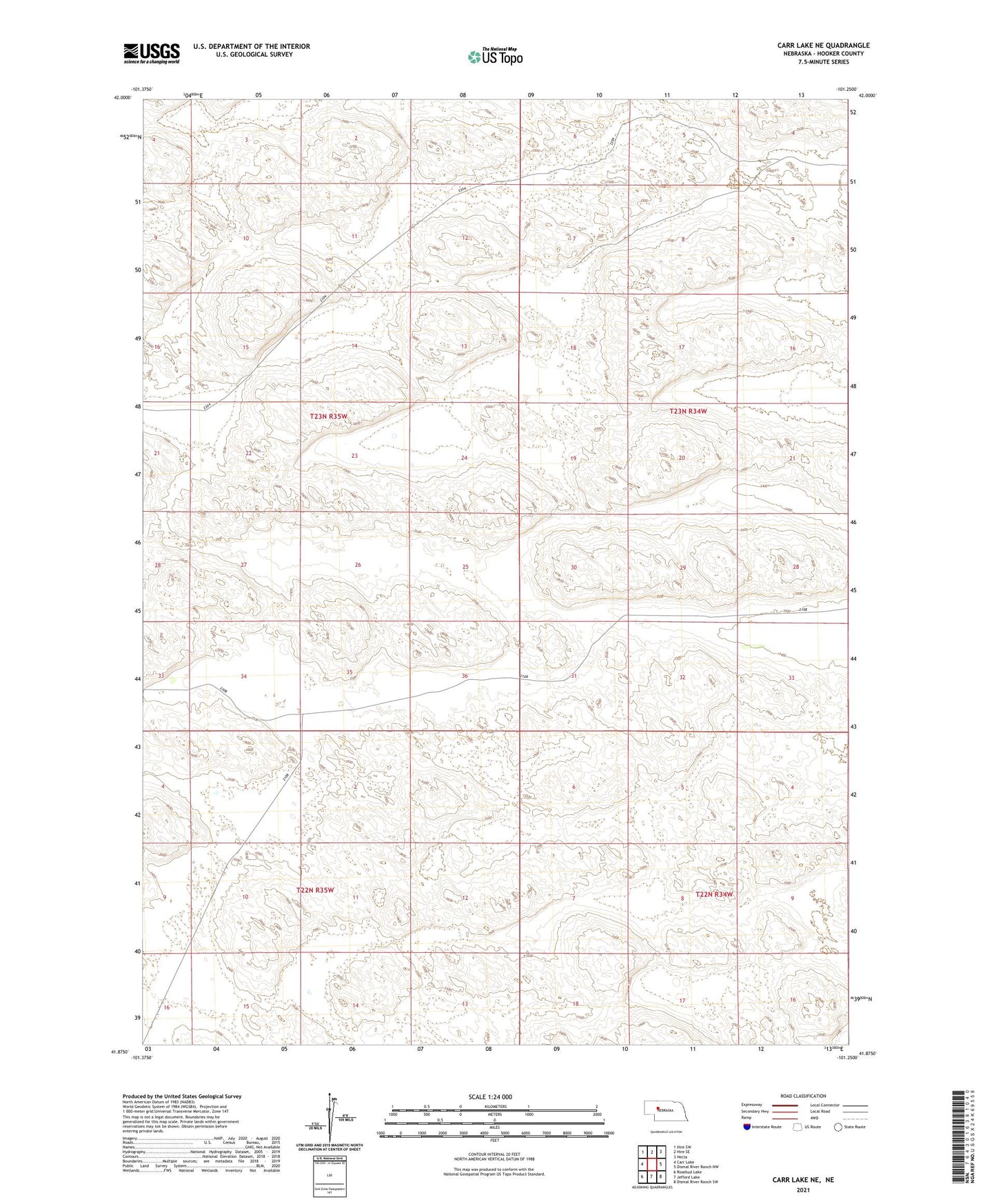 Carr Lake NE Nebraska US Topo Map Image