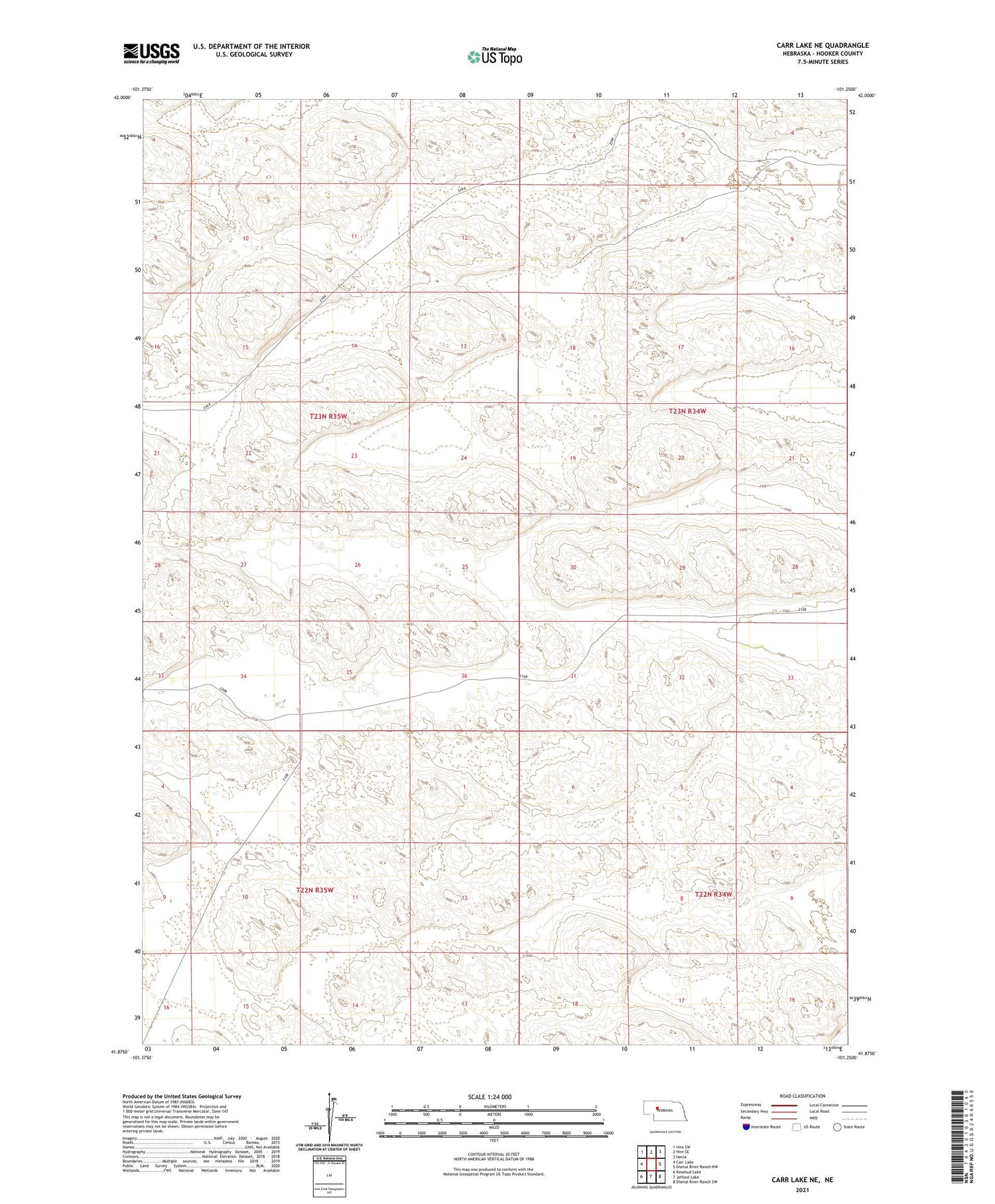 Carr Lake NE Nebraska US Topo Map Image