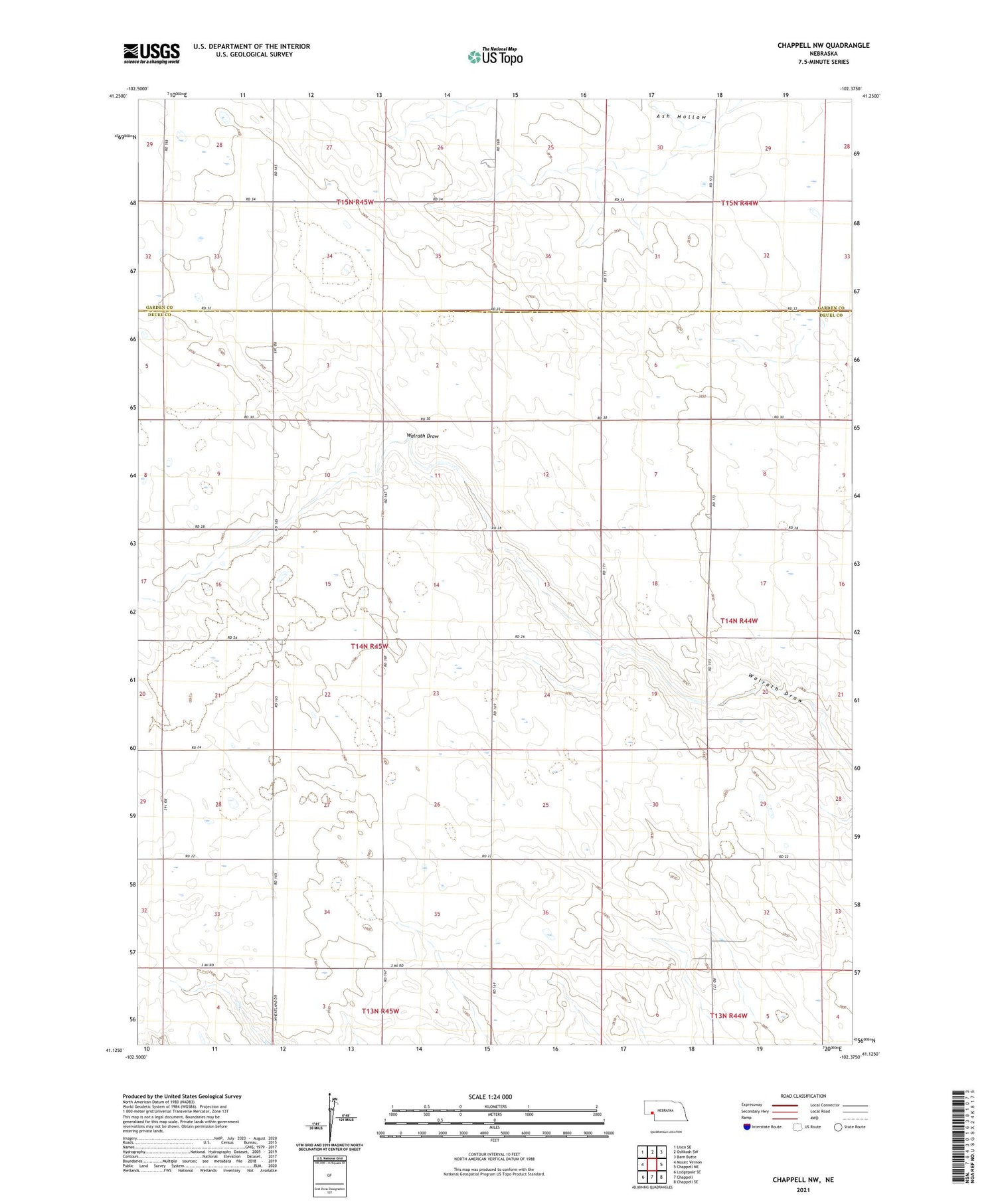 Chappell NW Nebraska US Topo Map Image