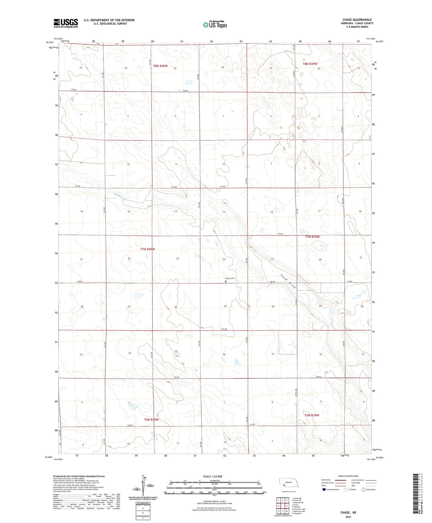 Chase Nebraska US Topo Map Image