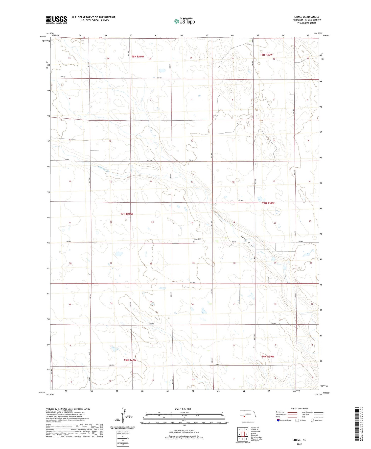 Chase Nebraska US Topo Map Image