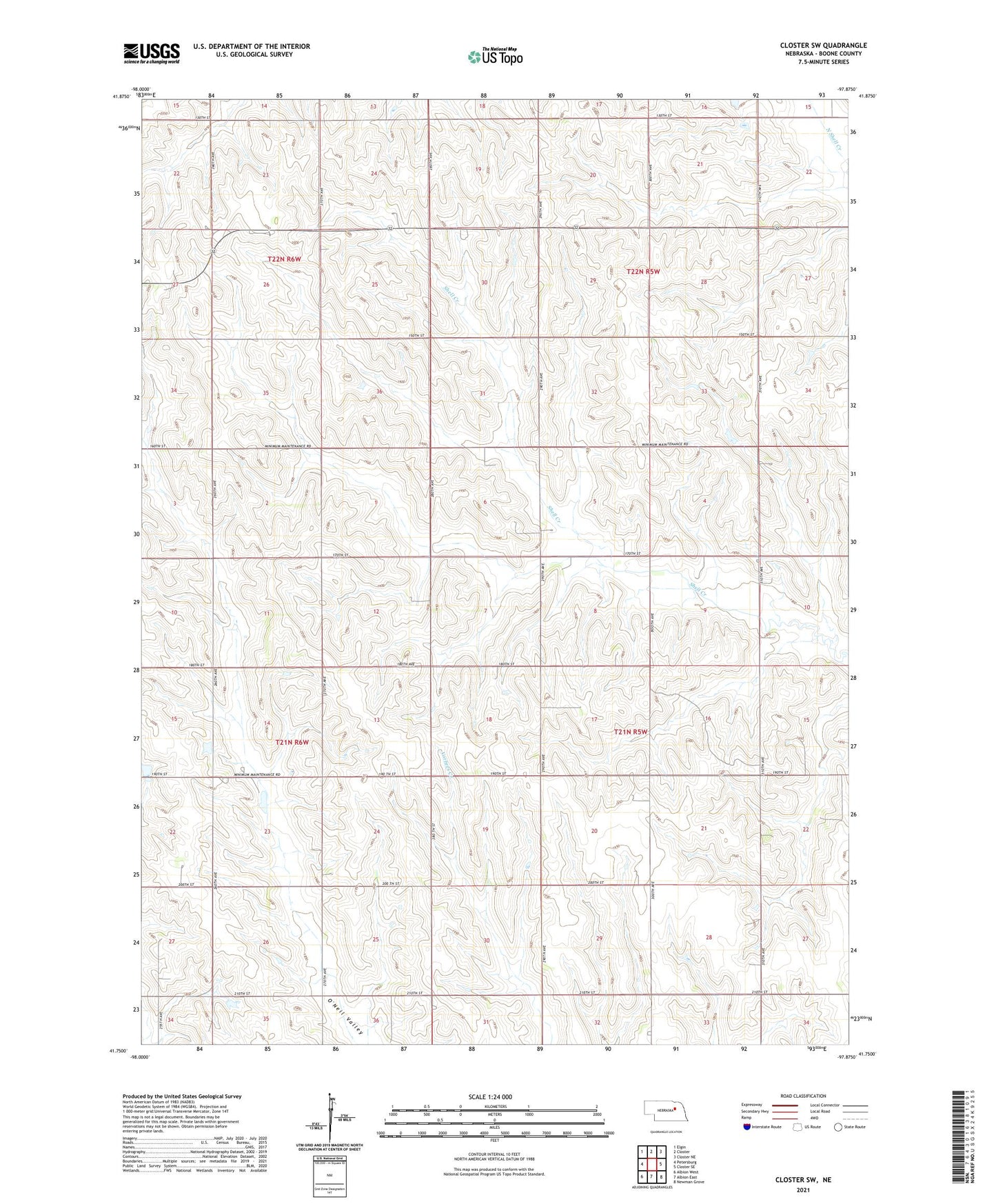 Closter SW Nebraska US Topo Map Image