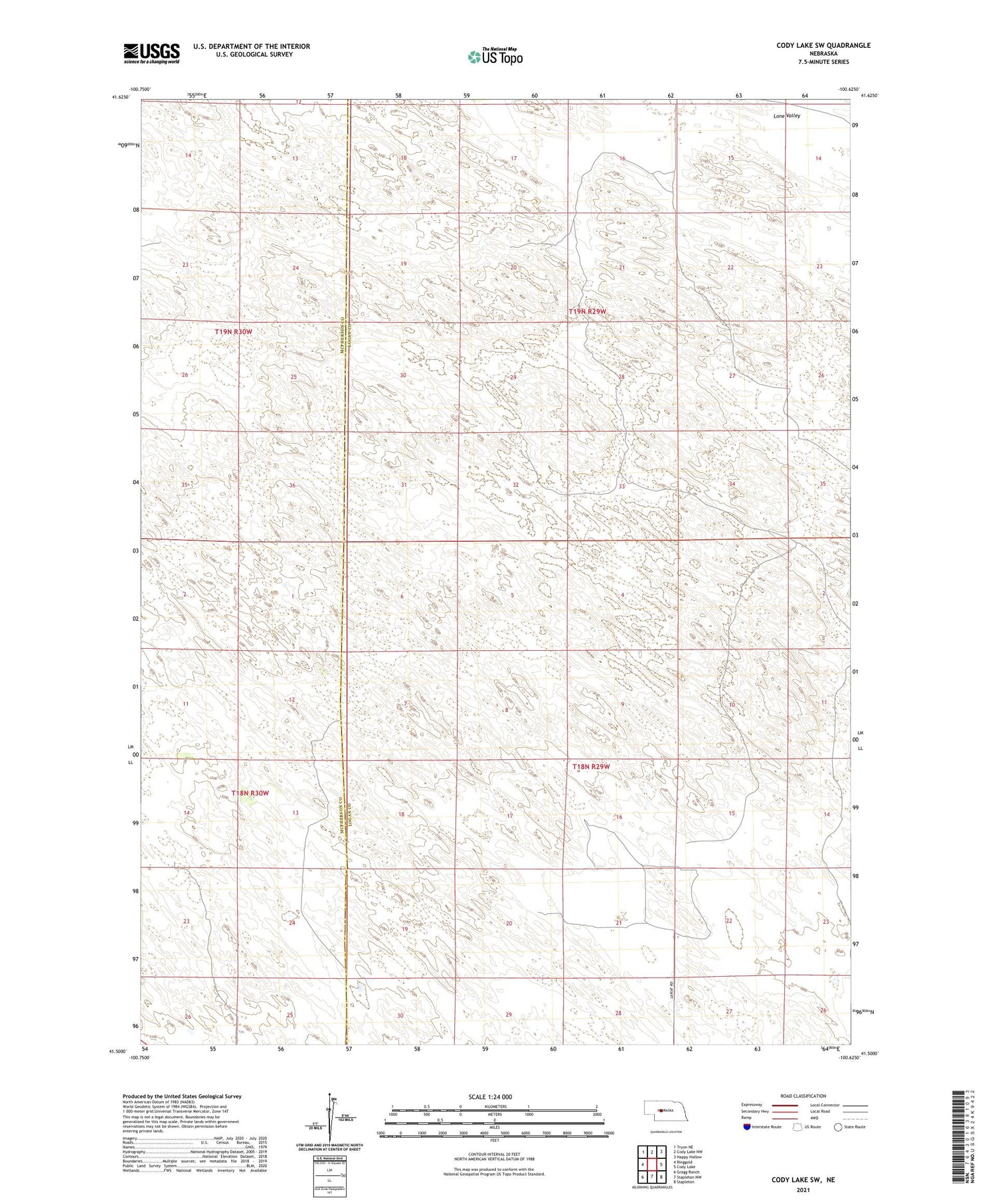 Cody Lake SW Nebraska US Topo Map Image