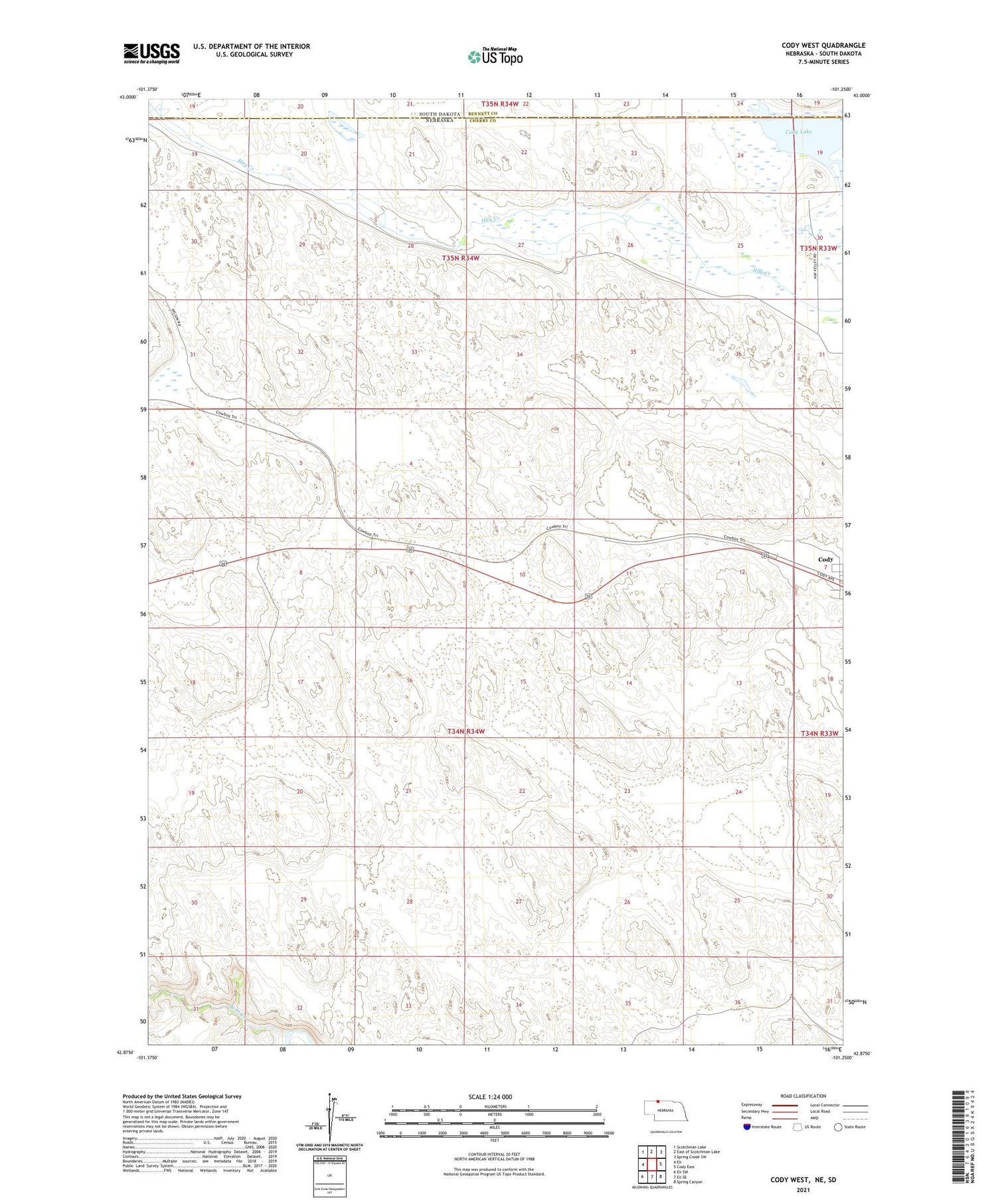 Cody West Nebraska US Topo Map Image