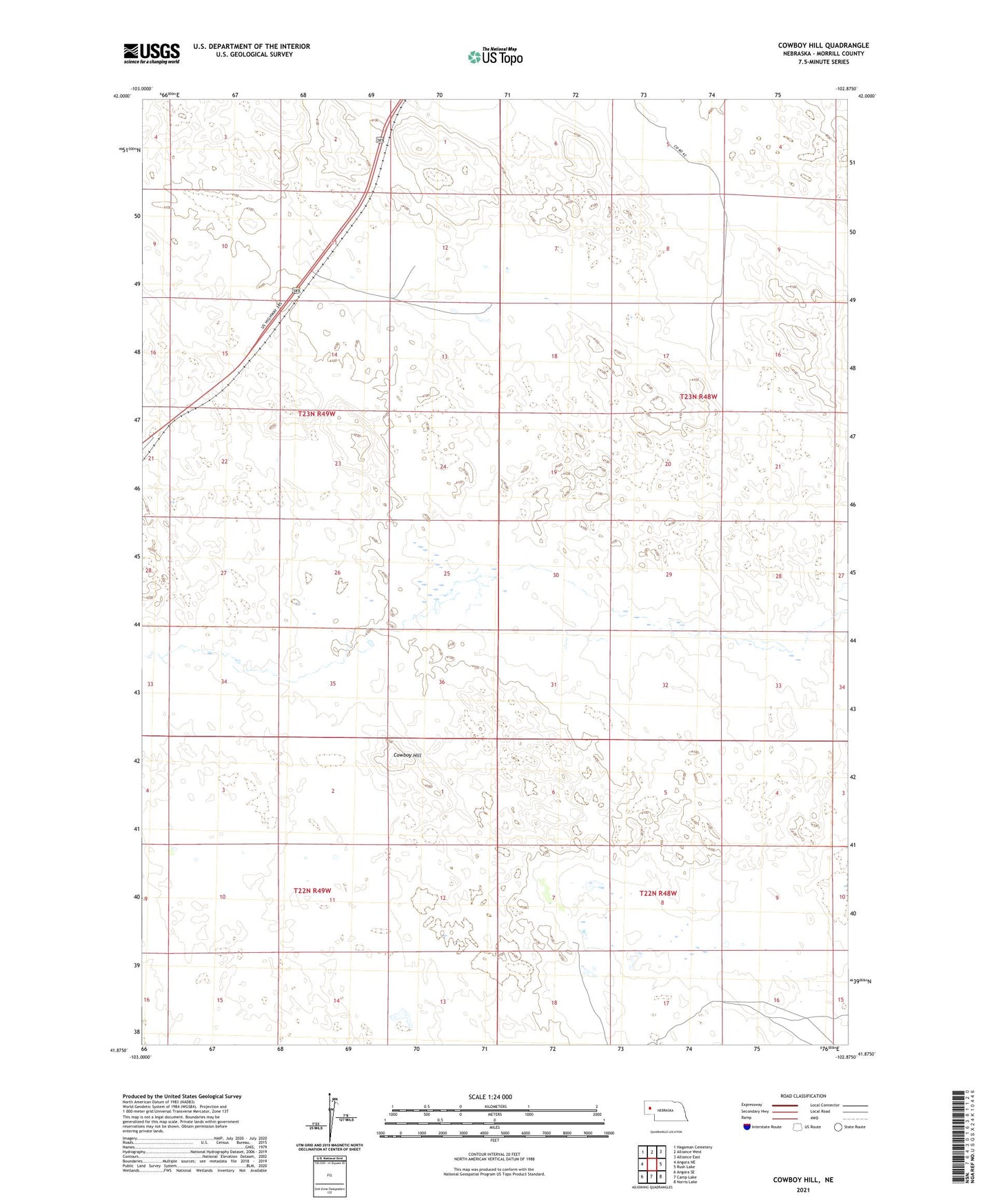 Cowboy Hill Nebraska US Topo Map Image