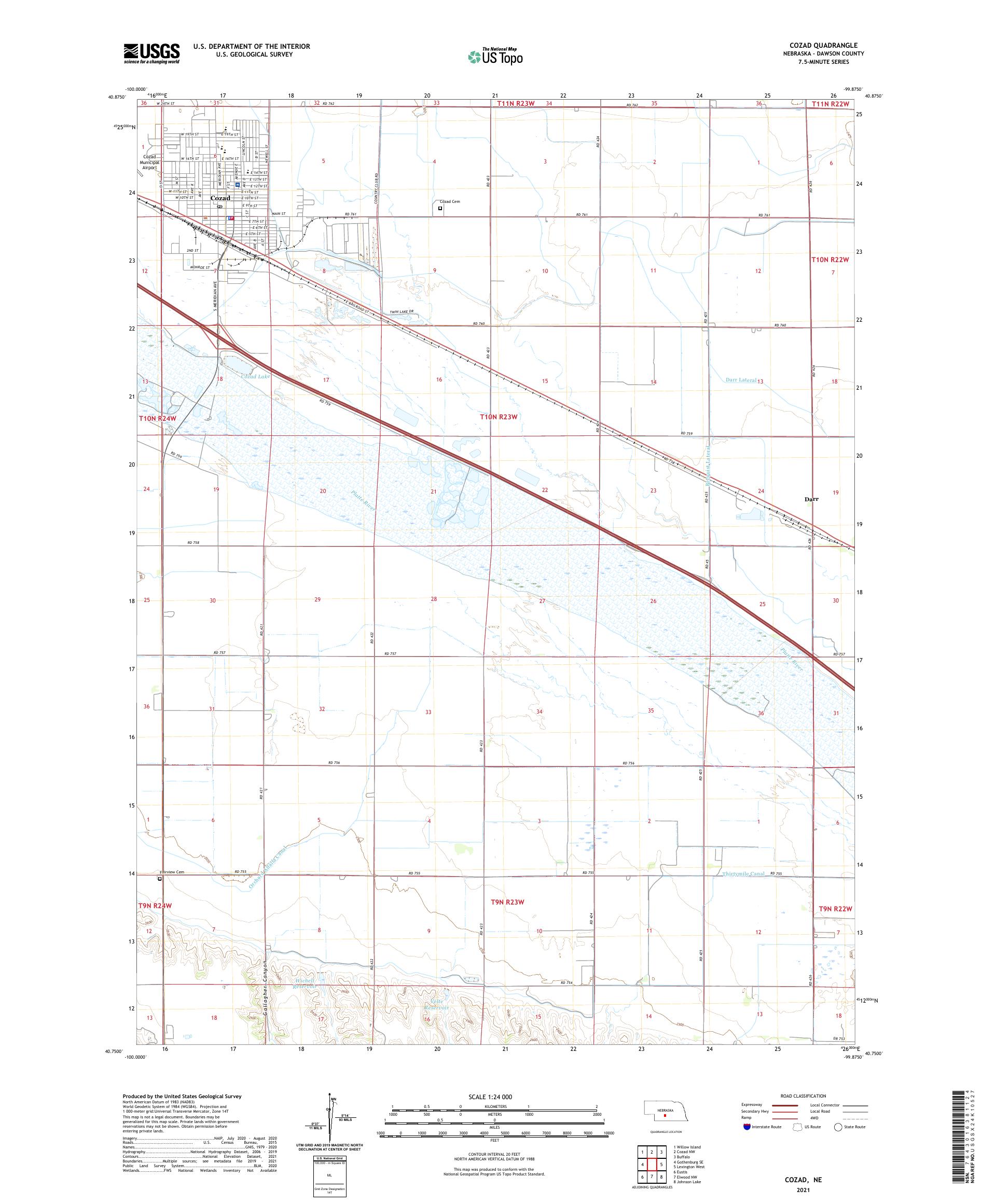 Cozad Nebraska US Topo Map – MyTopo Map Store