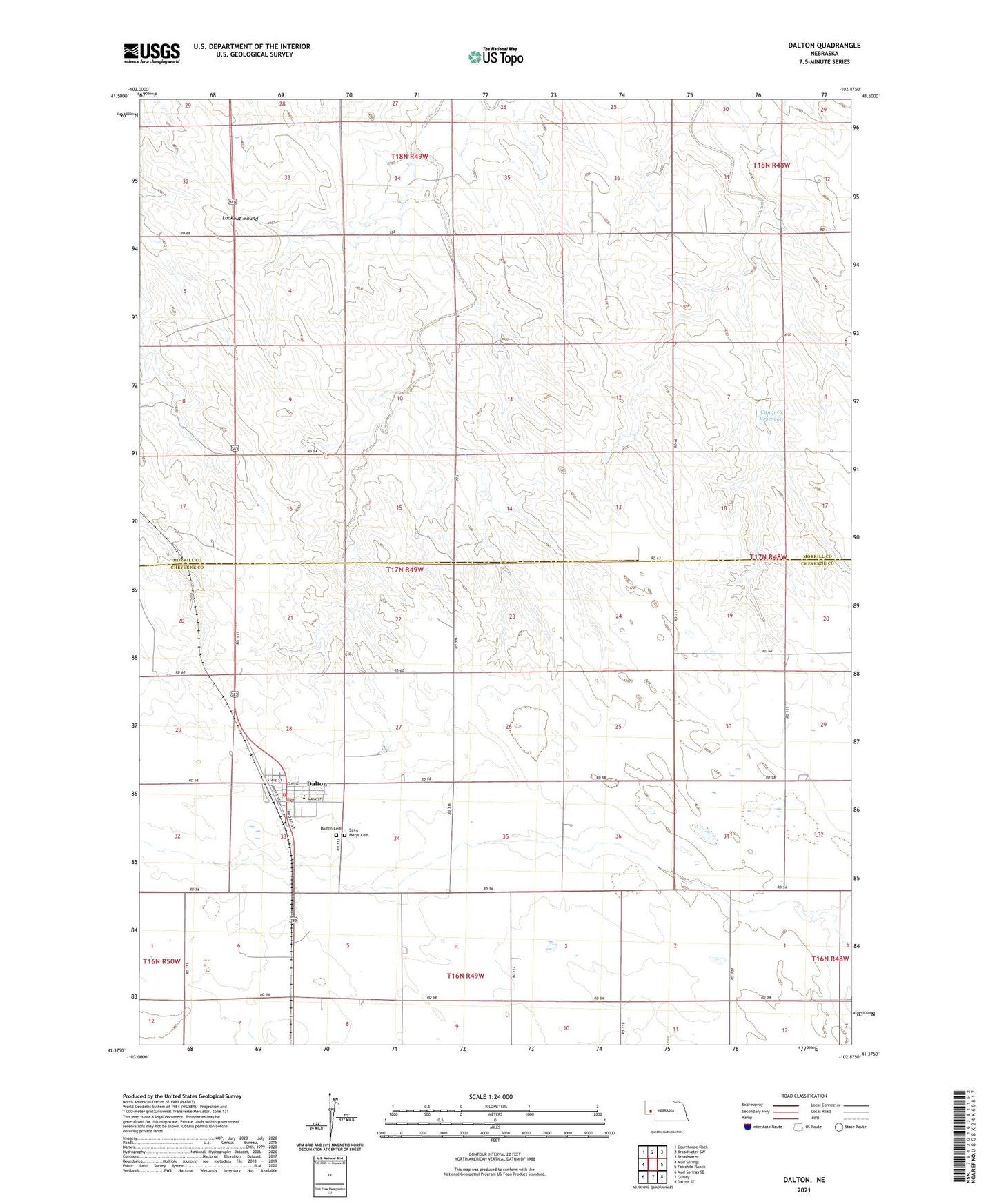 Dalton Nebraska US Topo Map Image