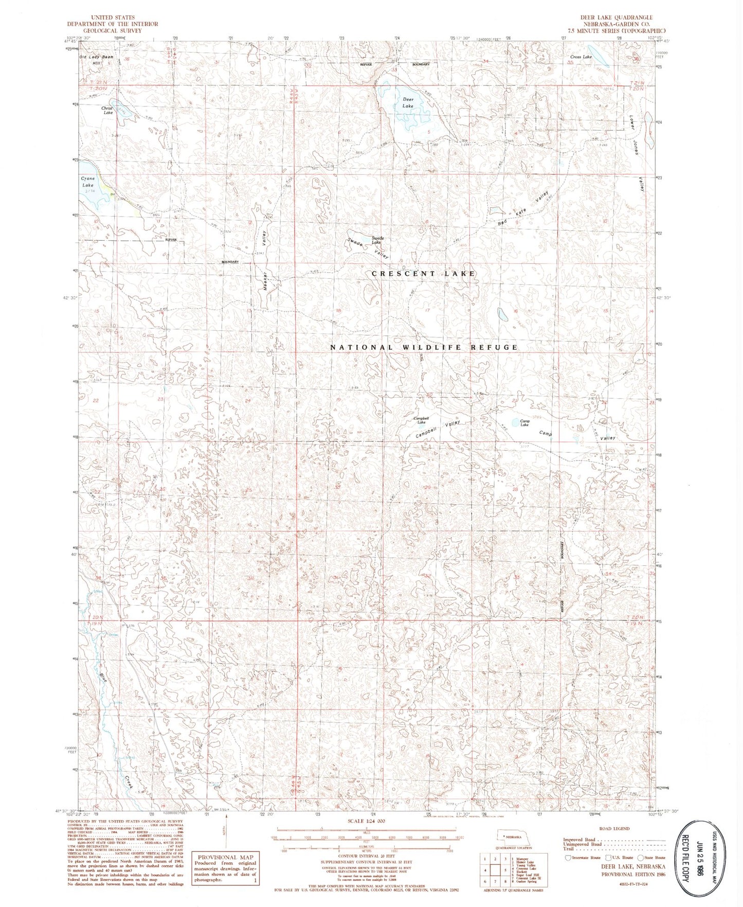 Classic USGS Deer Lake Nebraska 7.5'x7.5' Topo Map Image