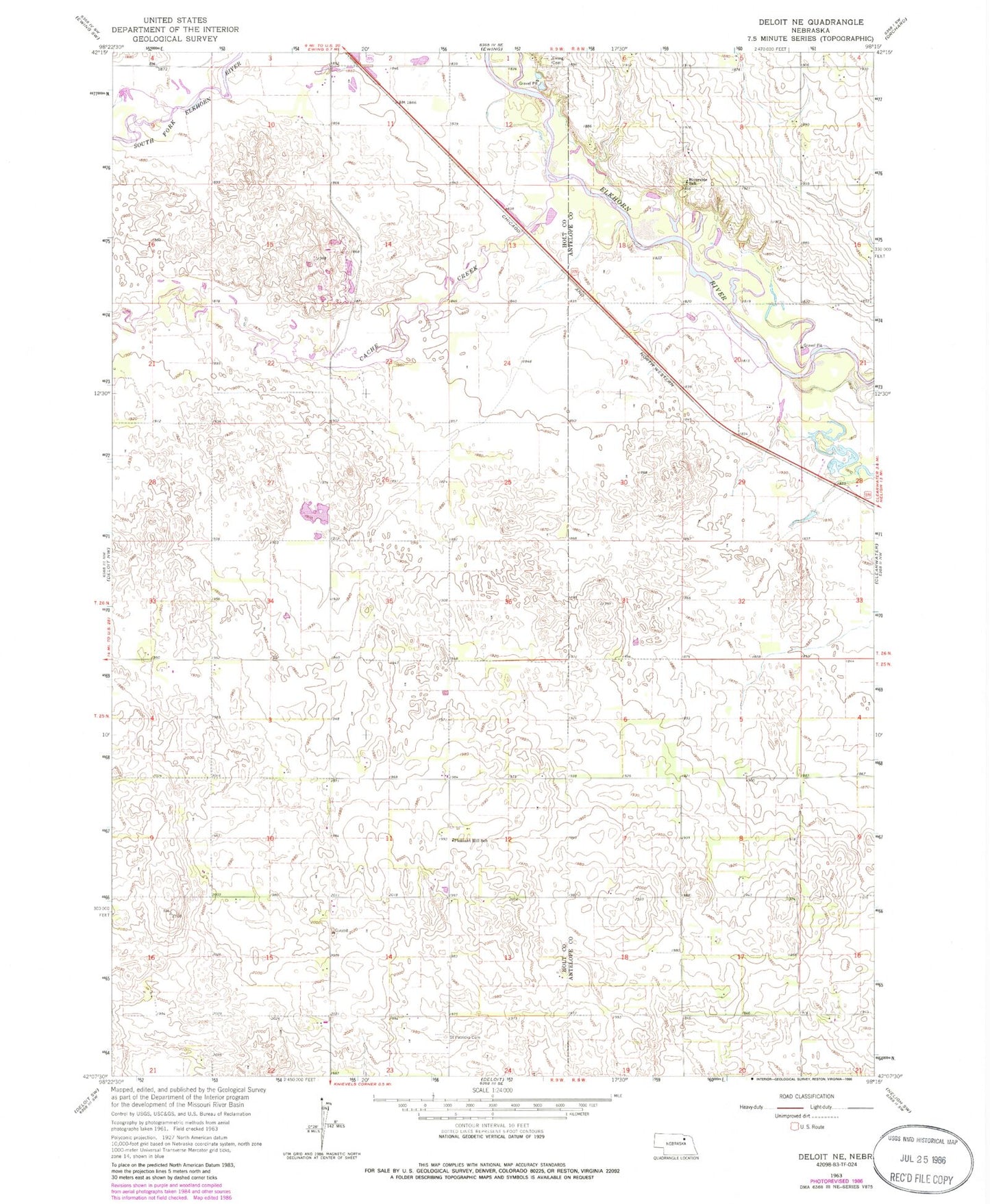 Classic USGS Deloit NE Nebraska 7.5'x7.5' Topo Map Image