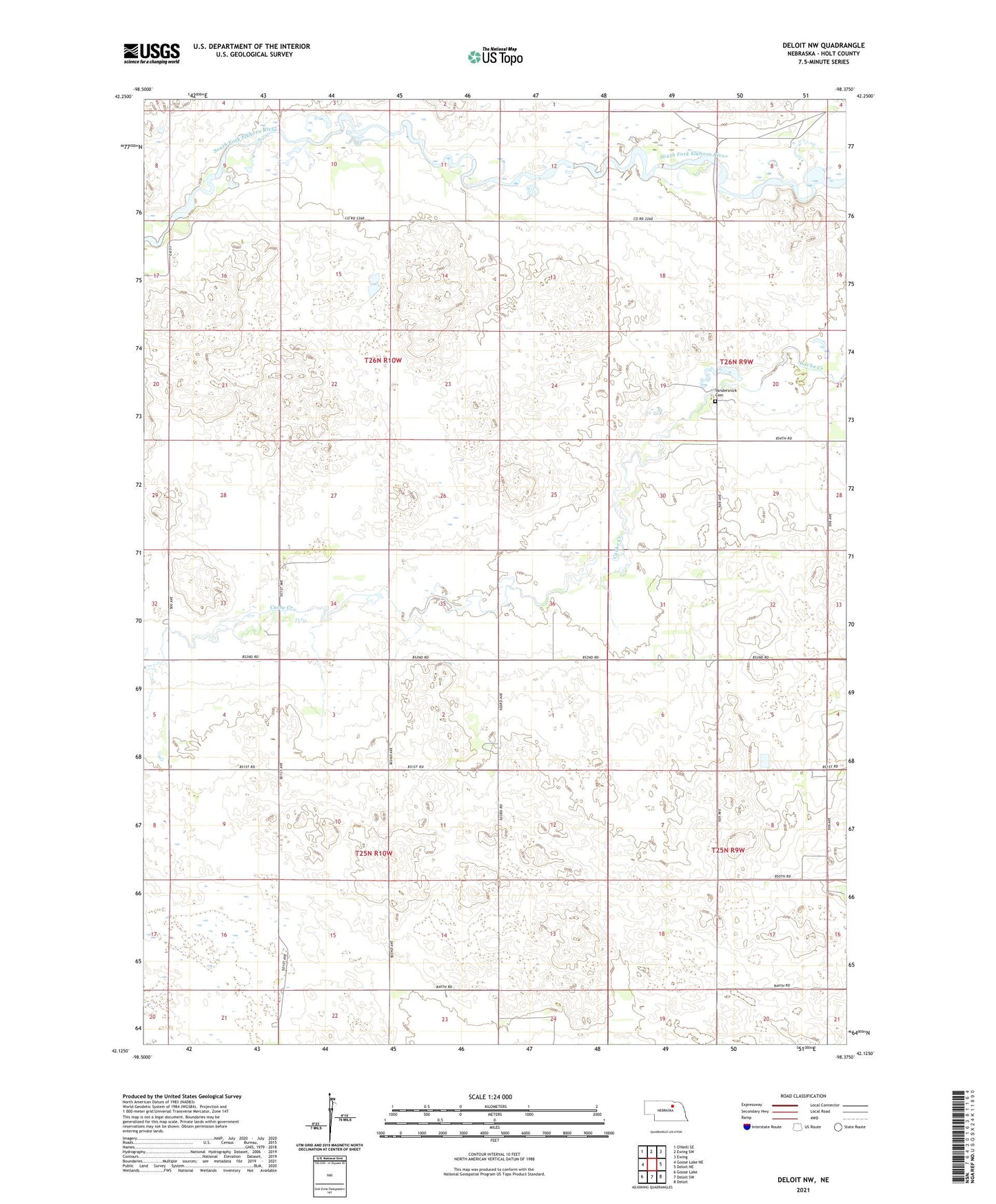 Deloit NW Nebraska US Topo Map Image