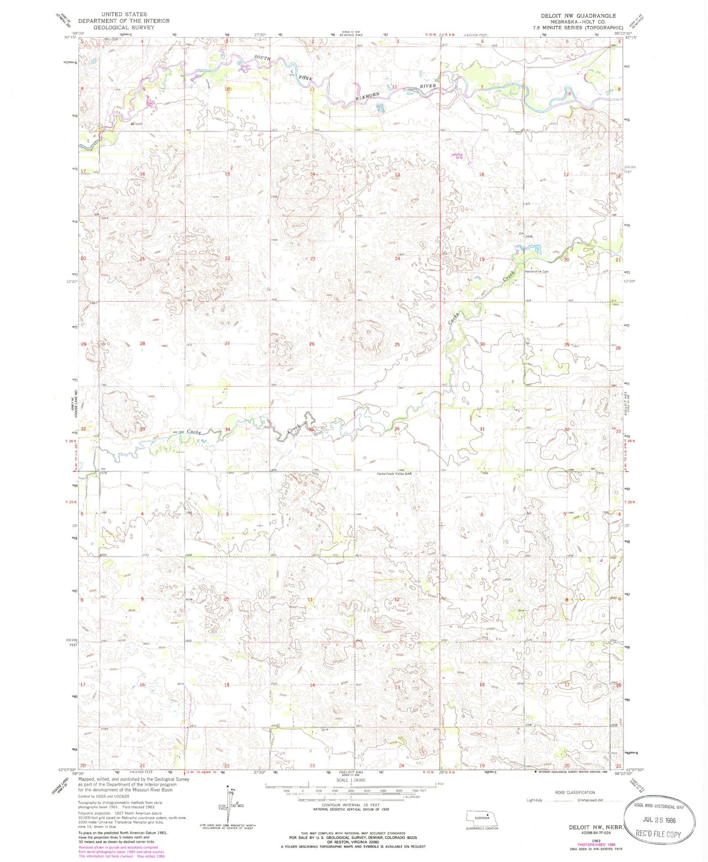 Classic USGS Deloit NW Nebraska 7.5'x7.5' Topo Map Image