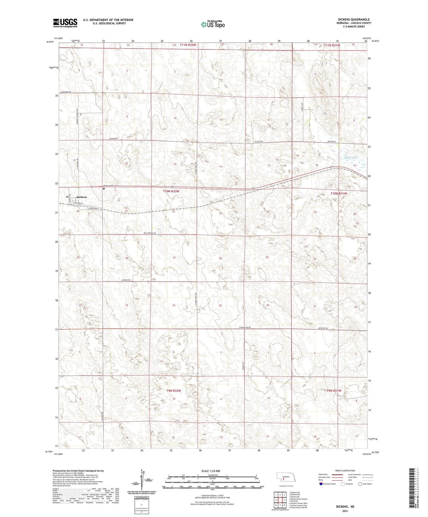 Dickens Nebraska US Topo Map Image