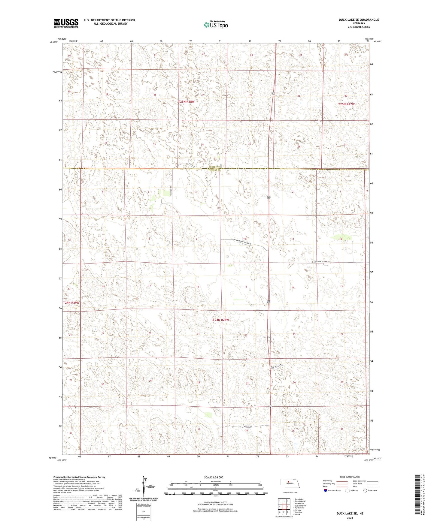 Duck Lake SE Nebraska US Topo Map Image