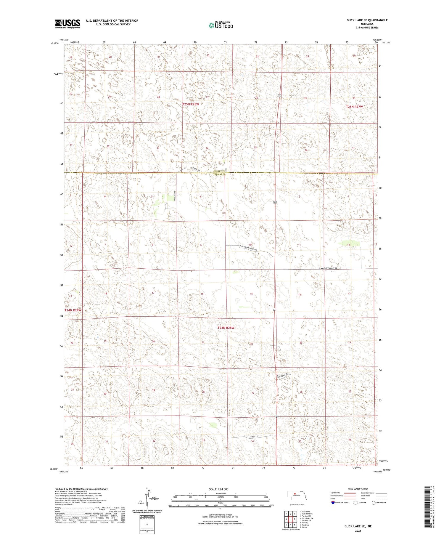 Duck Lake SE Nebraska US Topo Map Image
