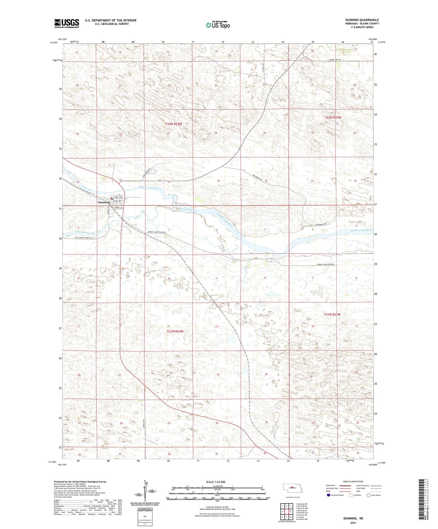 Dunning Nebraska US Topo Map Image