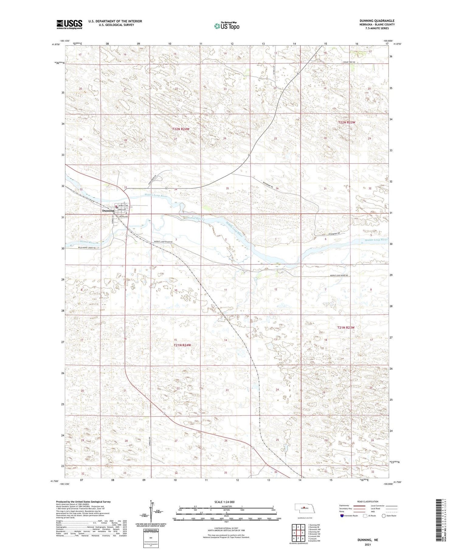 Dunning Nebraska US Topo Map Image