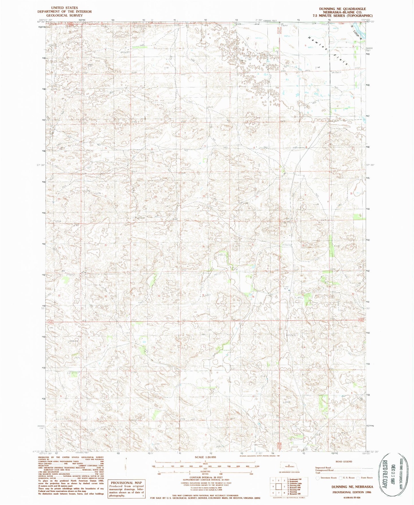 Classic USGS Dunning NE Nebraska 7.5'x7.5' Topo Map Image