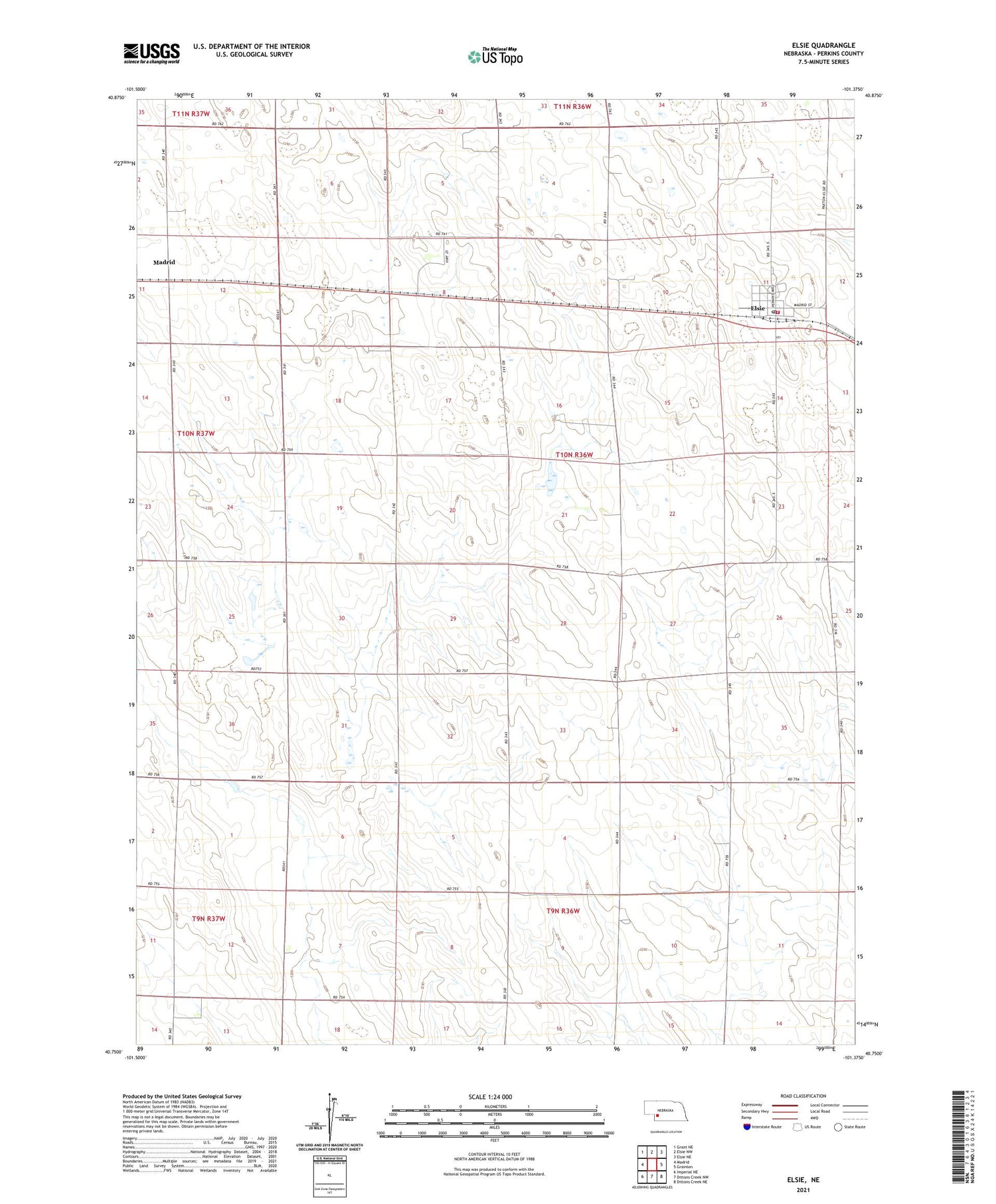 Elsie Nebraska US Topo Map Image