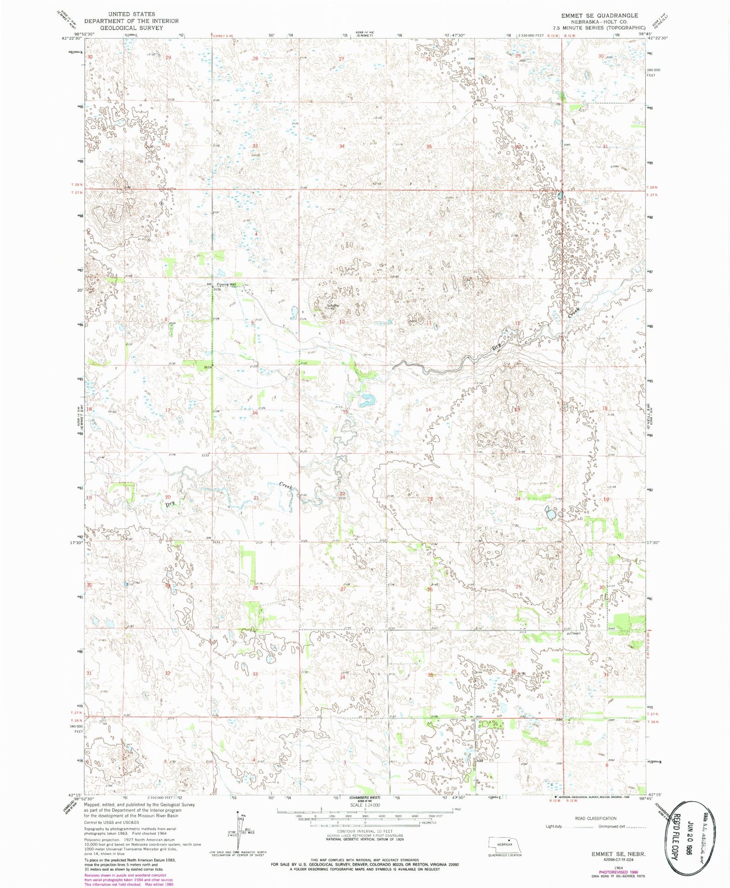 Classic USGS Emmet SE Nebraska 7.5'x7.5' Topo Map Image