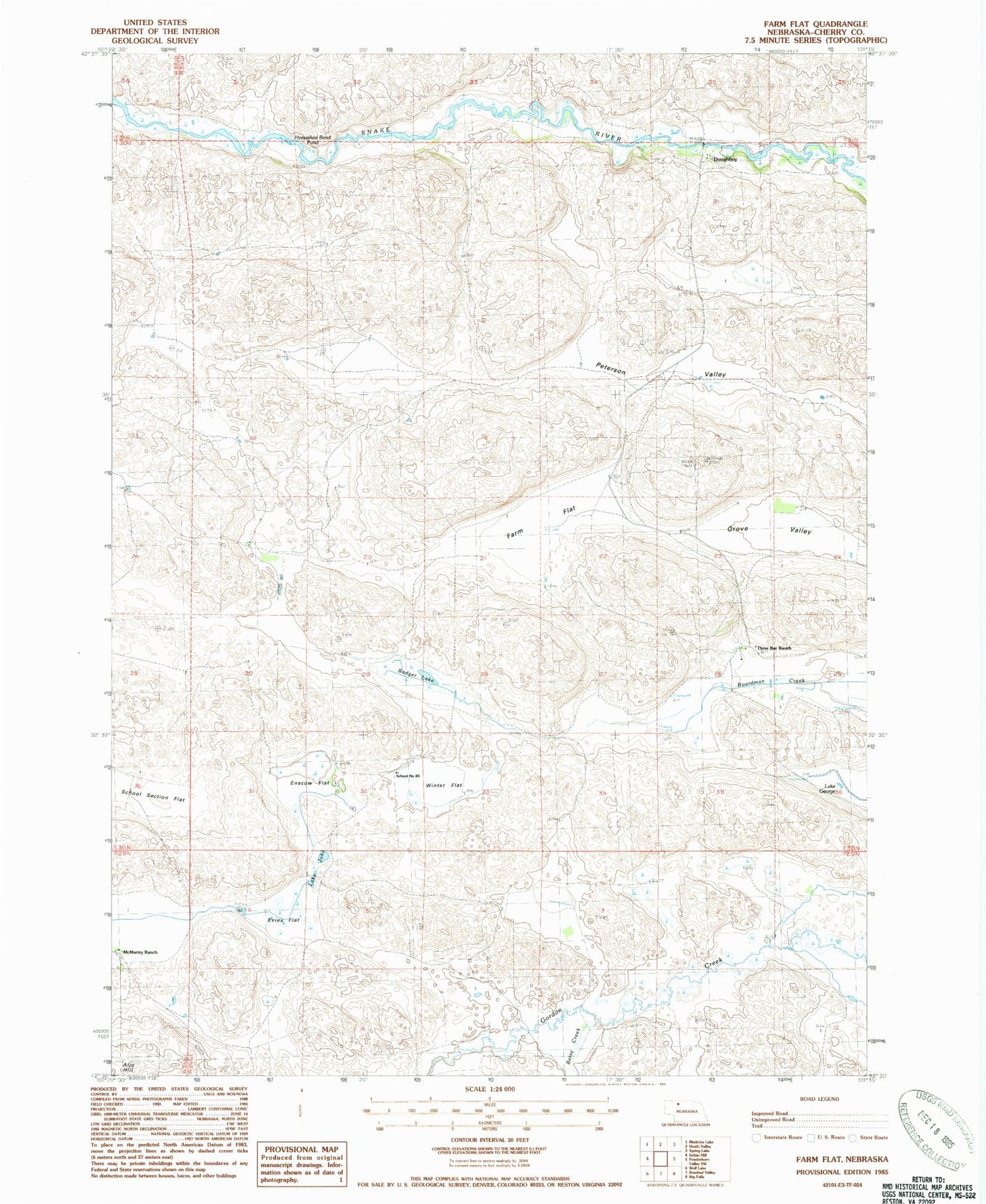 Classic USGS Farm Flat Nebraska 7.5'x7.5' Topo Map Image