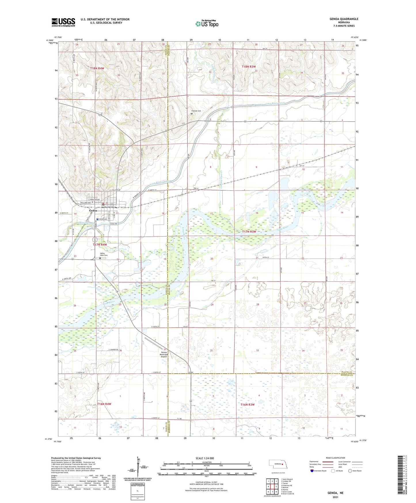Genoa Nebraska US Topo Map Image