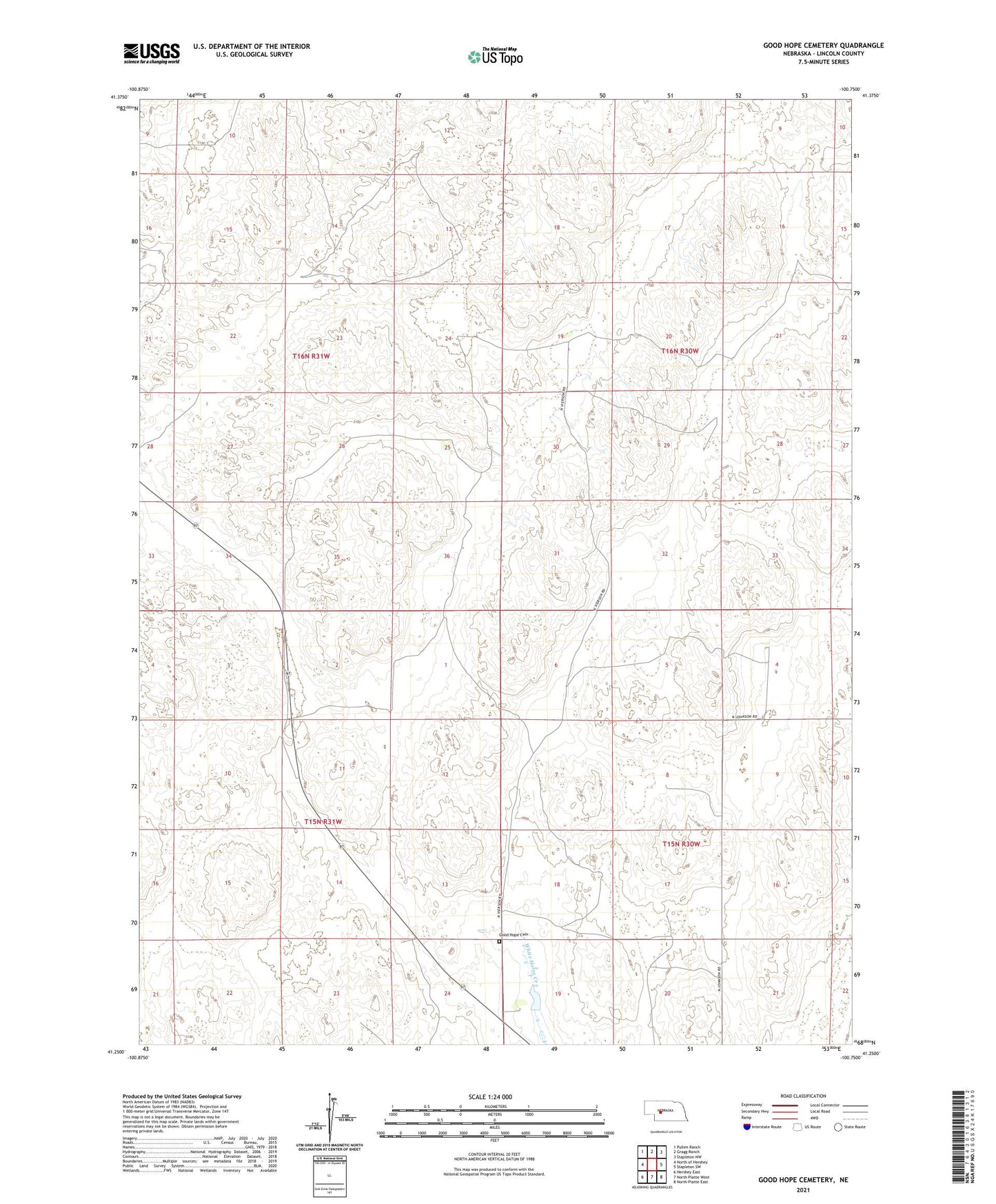 Good Hope Cemetery Nebraska US Topo Map Image
