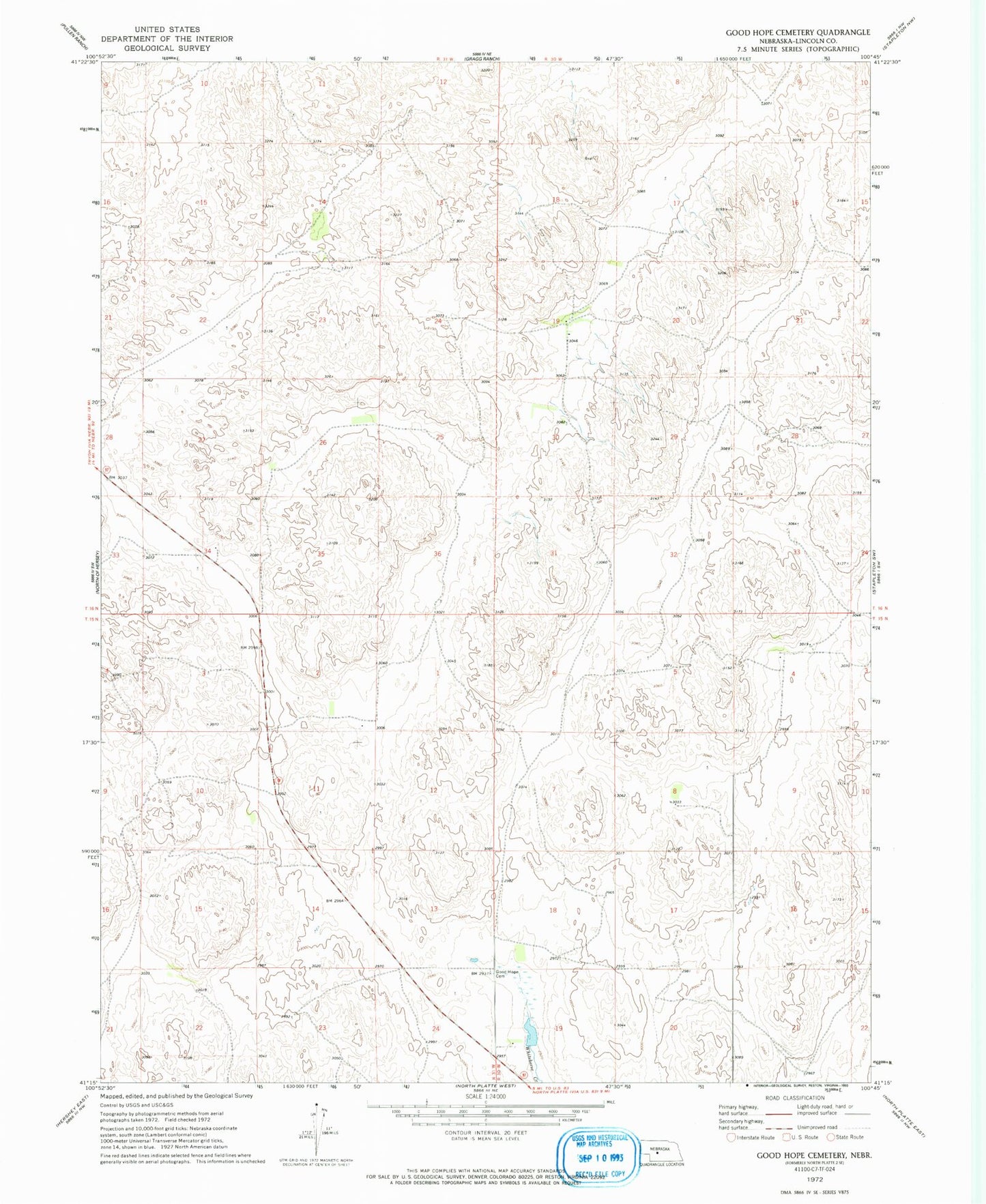 Classic USGS Good Hope Cemetery Nebraska 7.5'x7.5' Topo Map Image