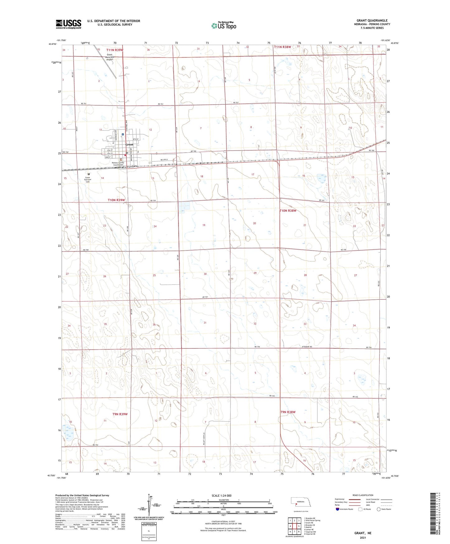 Grant Nebraska US Topo Map Image