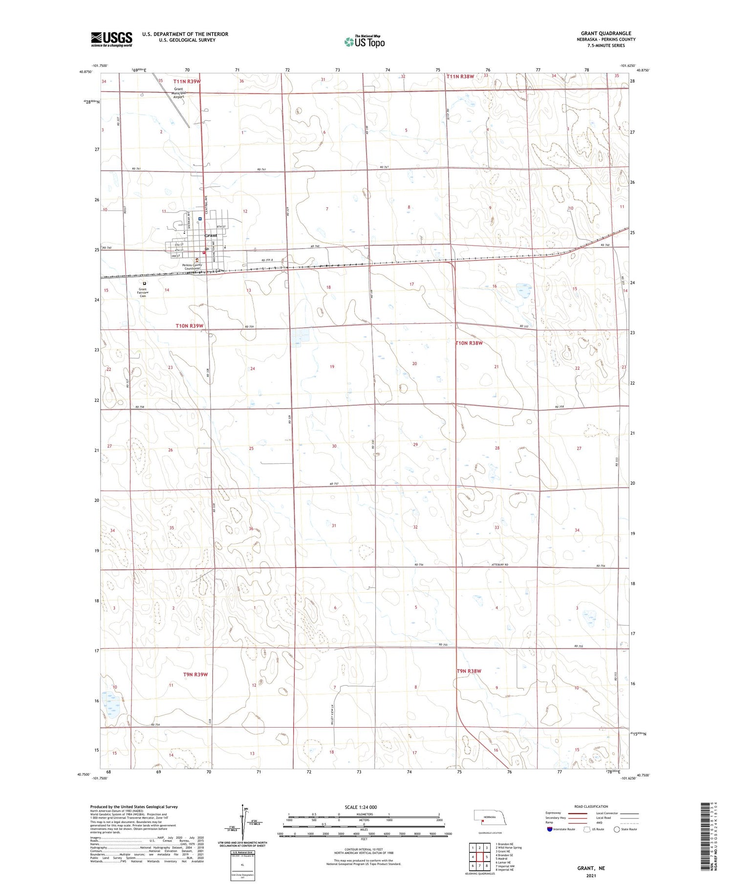 Grant Nebraska US Topo Map Image