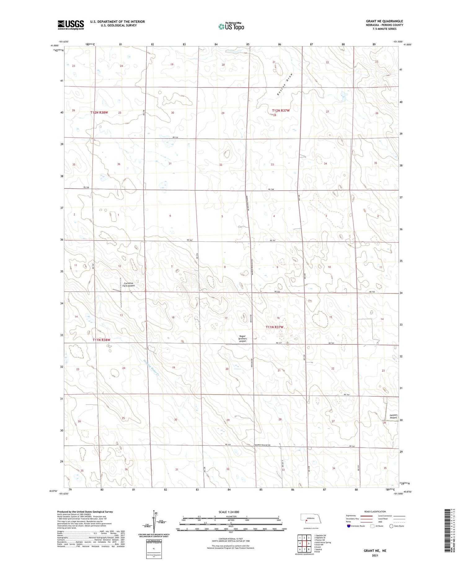 Grant NE Nebraska US Topo Map Image