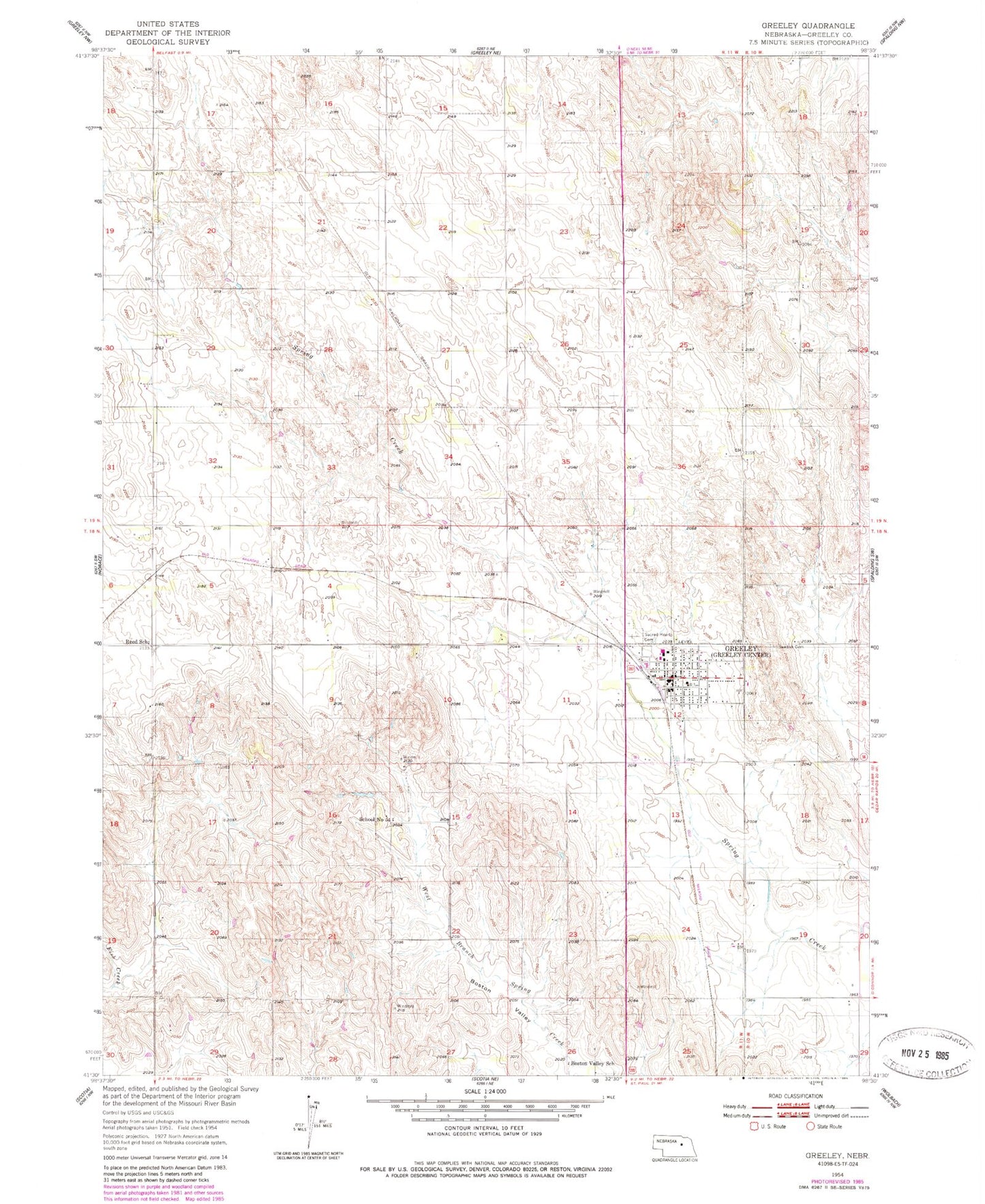 Classic USGS Greeley Nebraska 7.5'x7.5' Topo Map Image