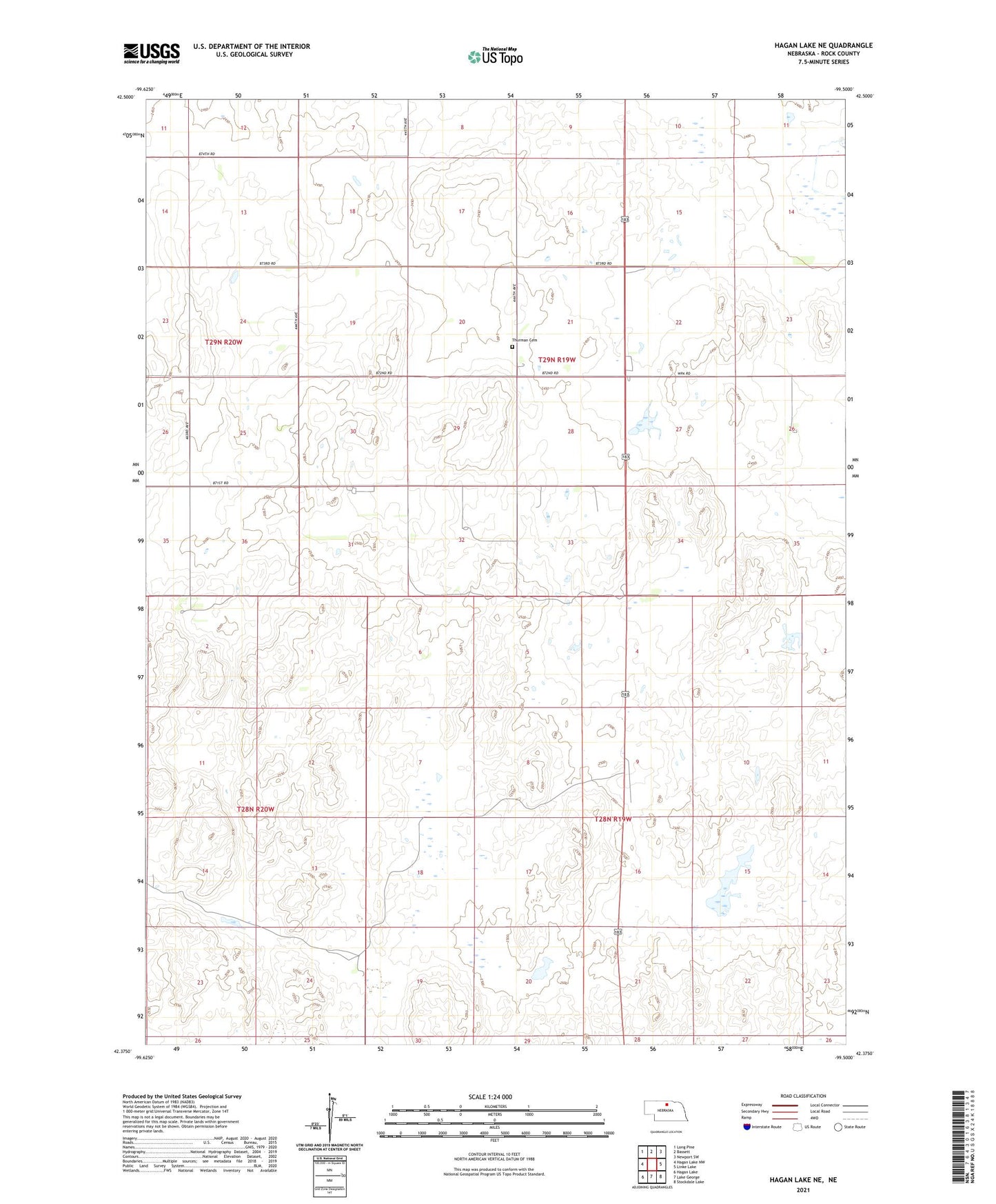 Hagan Lake NE Nebraska US Topo Map Image