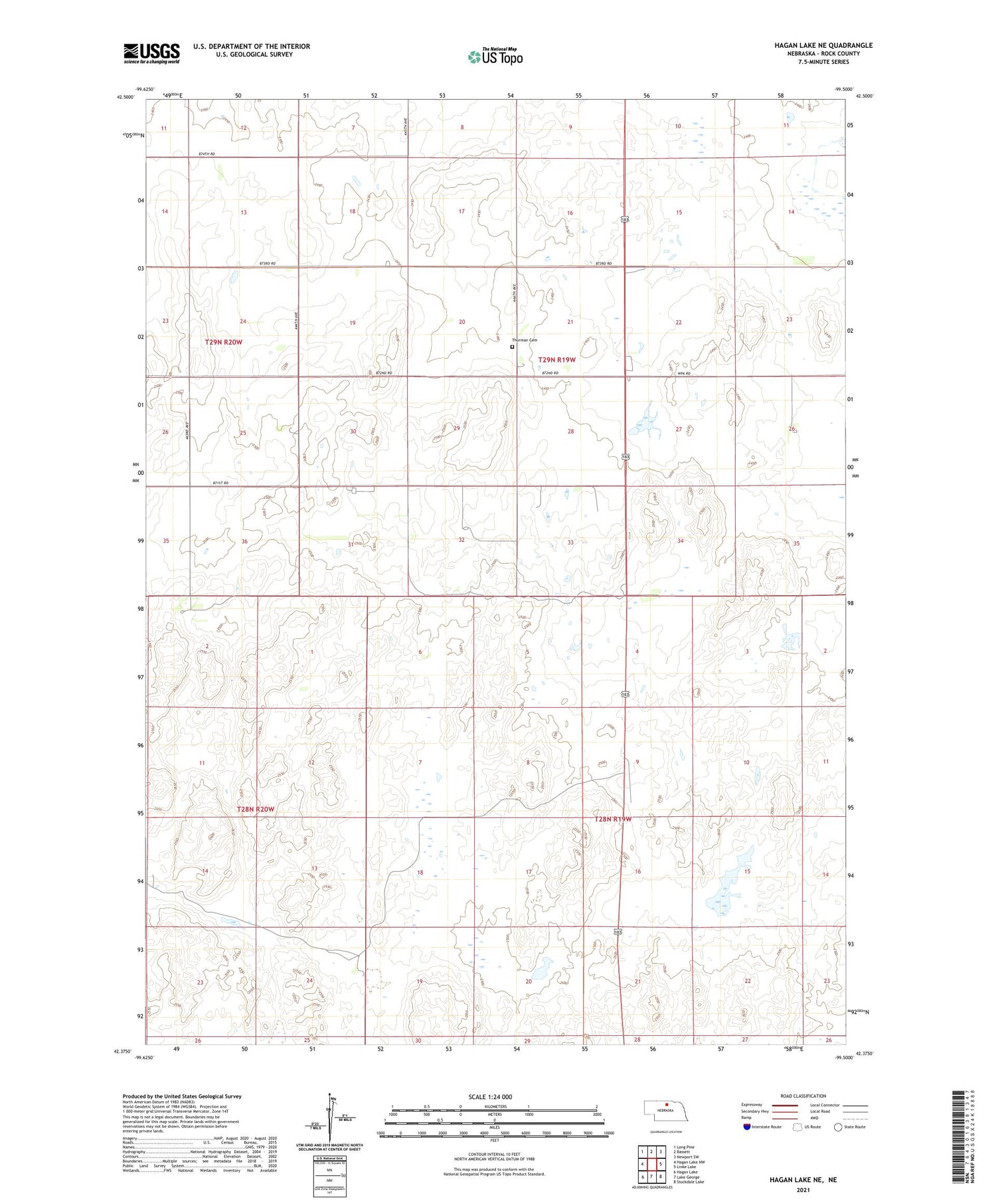 Hagan Lake NE Nebraska US Topo Map Image