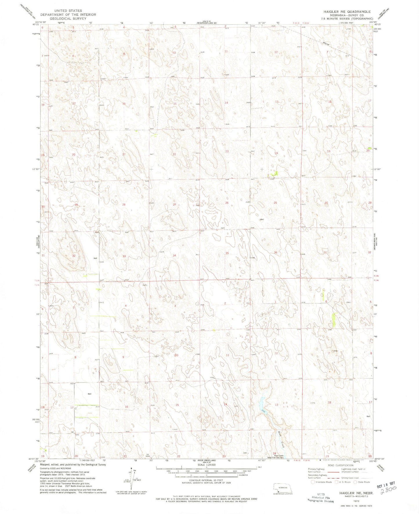 Classic USGS Haigler NE Nebraska 7.5'x7.5' Topo Map Image
