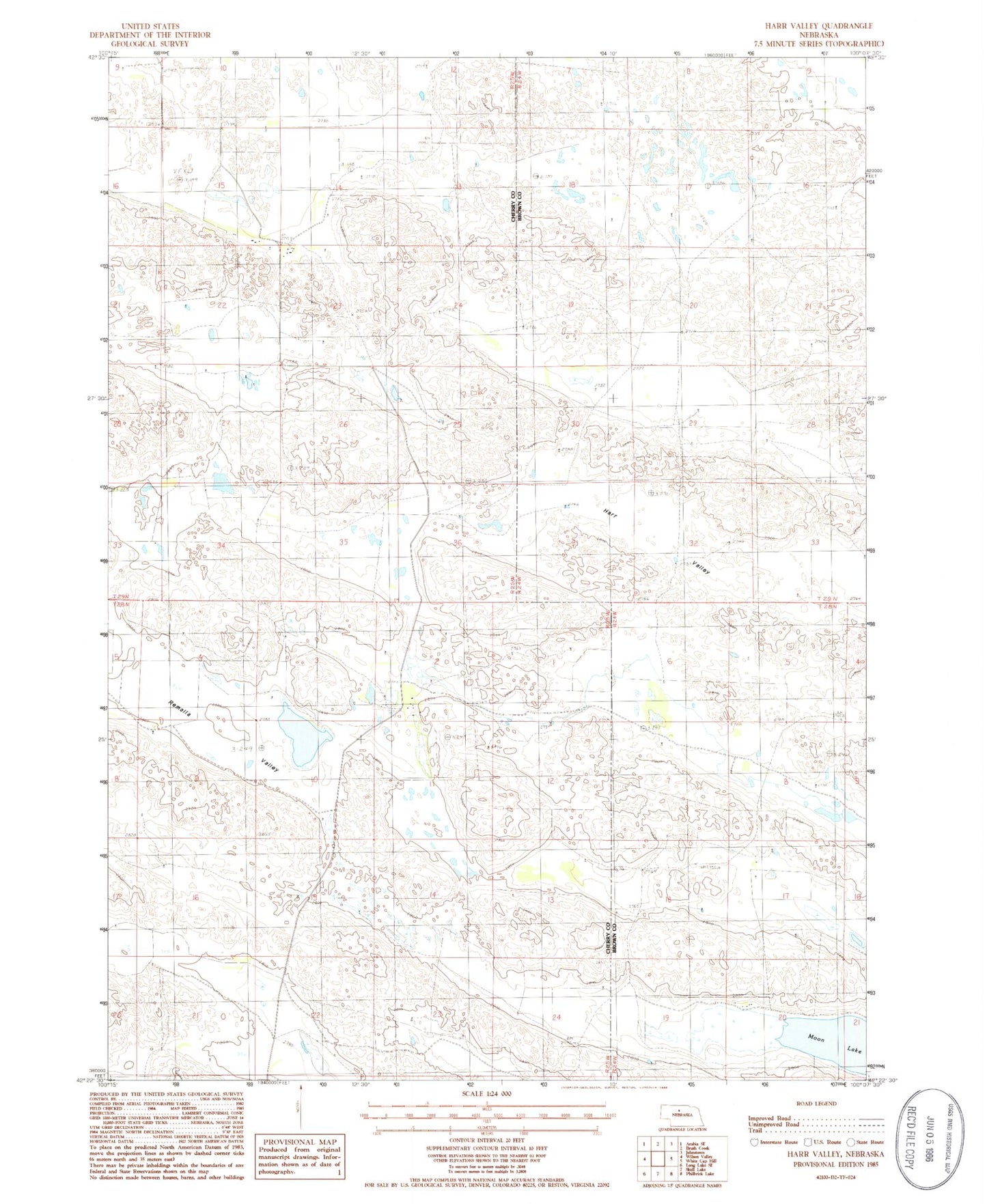 Classic USGS Harr Valley Nebraska 7.5'x7.5' Topo Map Image