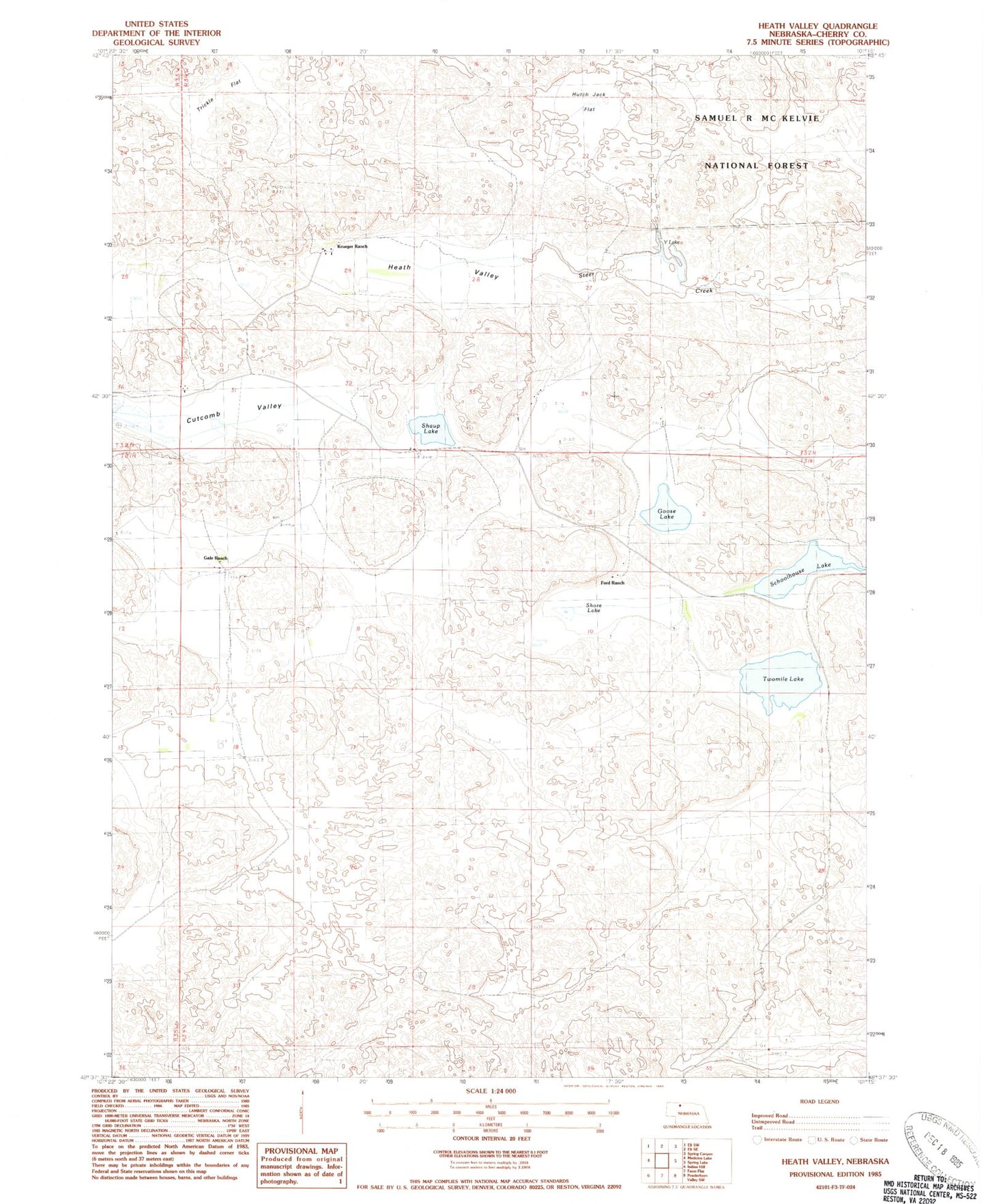 Classic USGS Heath Valley Nebraska 7.5'x7.5' Topo Map Image