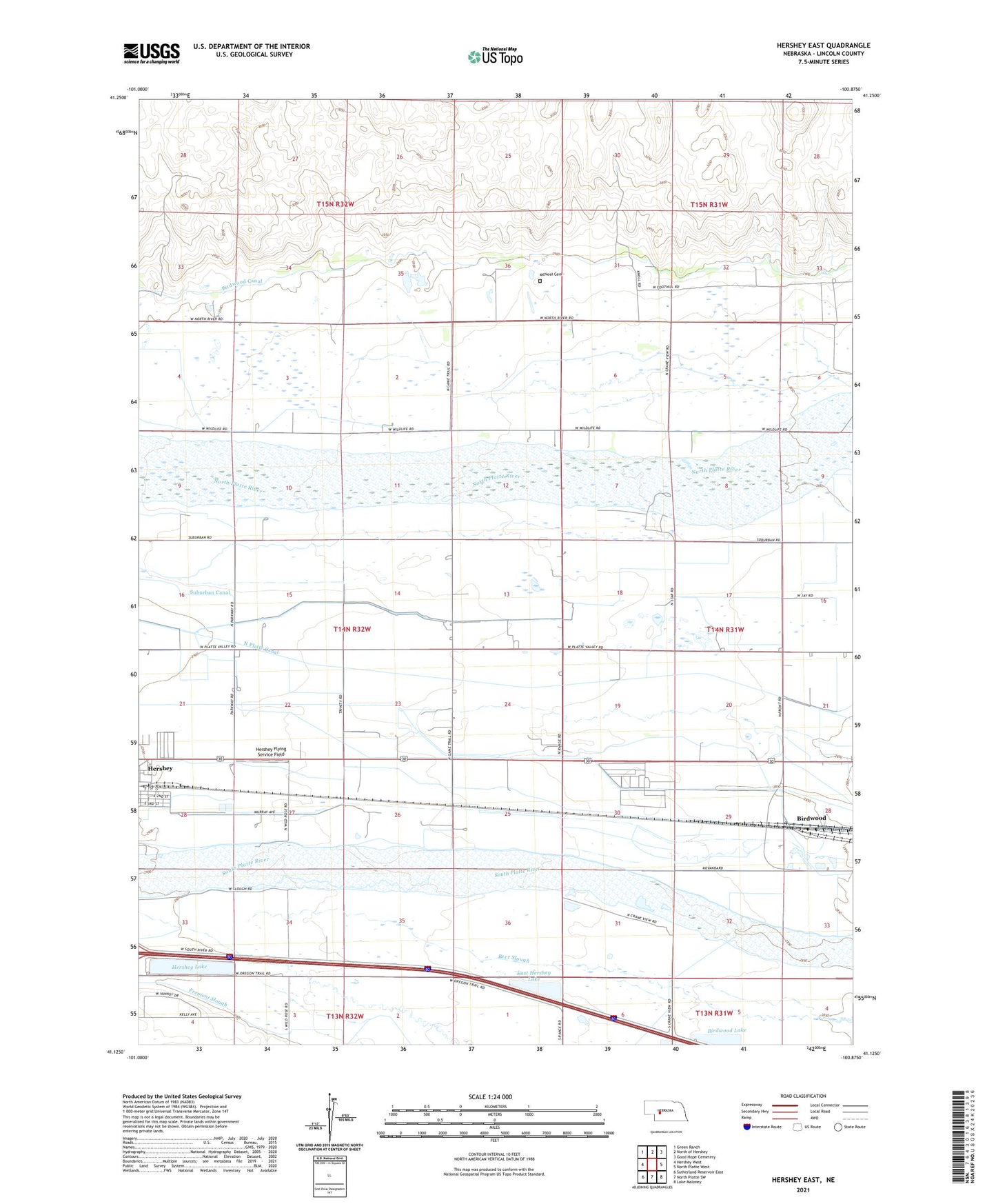Hershey East Nebraska US Topo Map Image