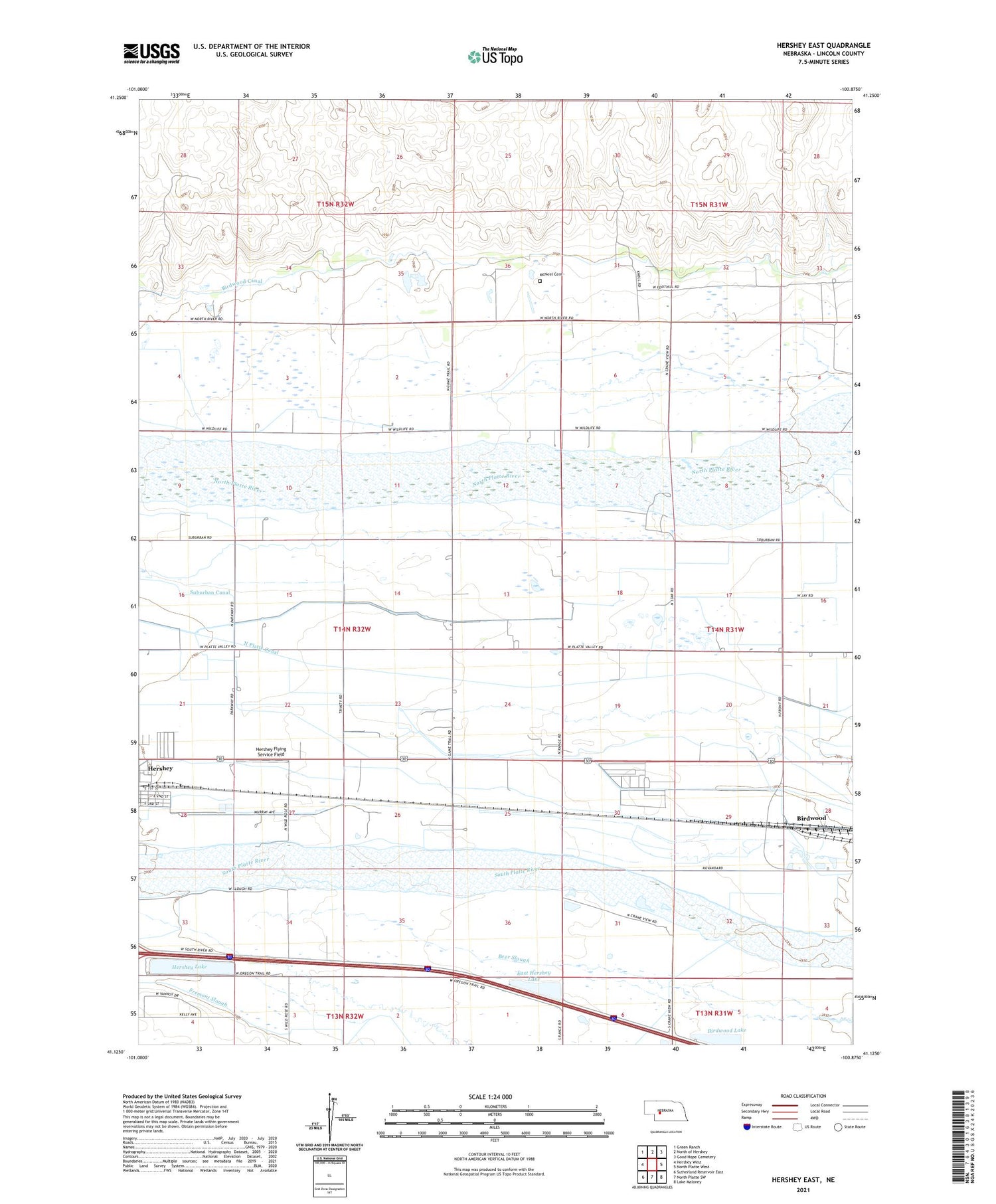Hershey East Nebraska US Topo Map Image