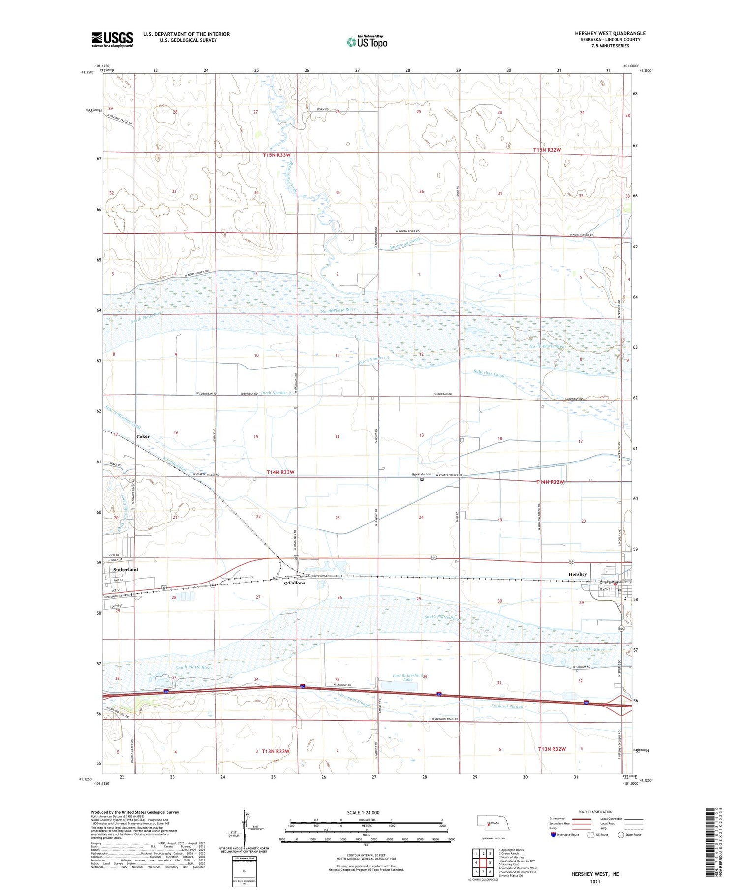 Hershey West Nebraska US Topo Map Image