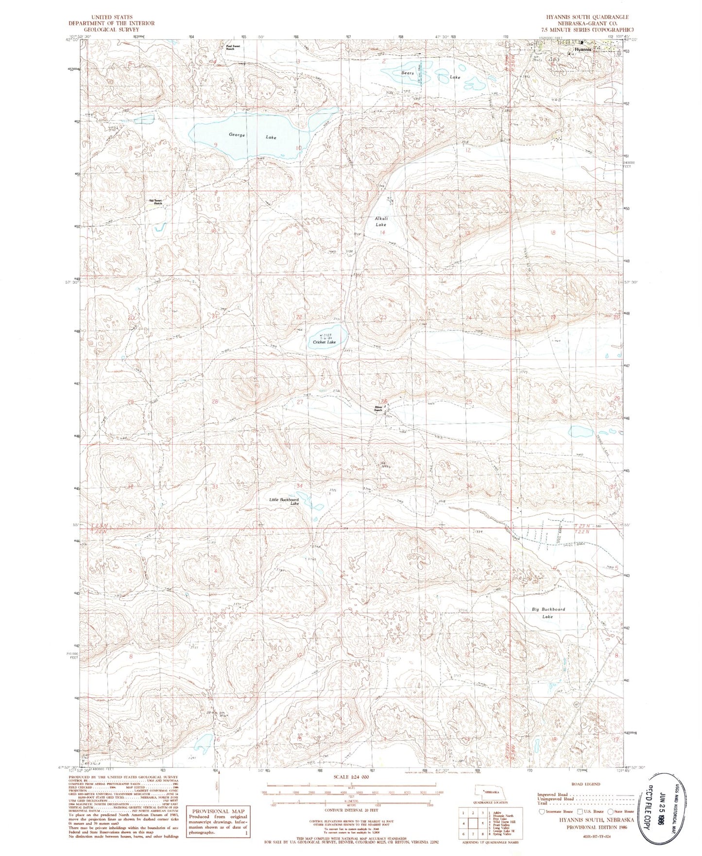 Classic USGS Hyannis South Nebraska 7.5'x7.5' Topo Map Image