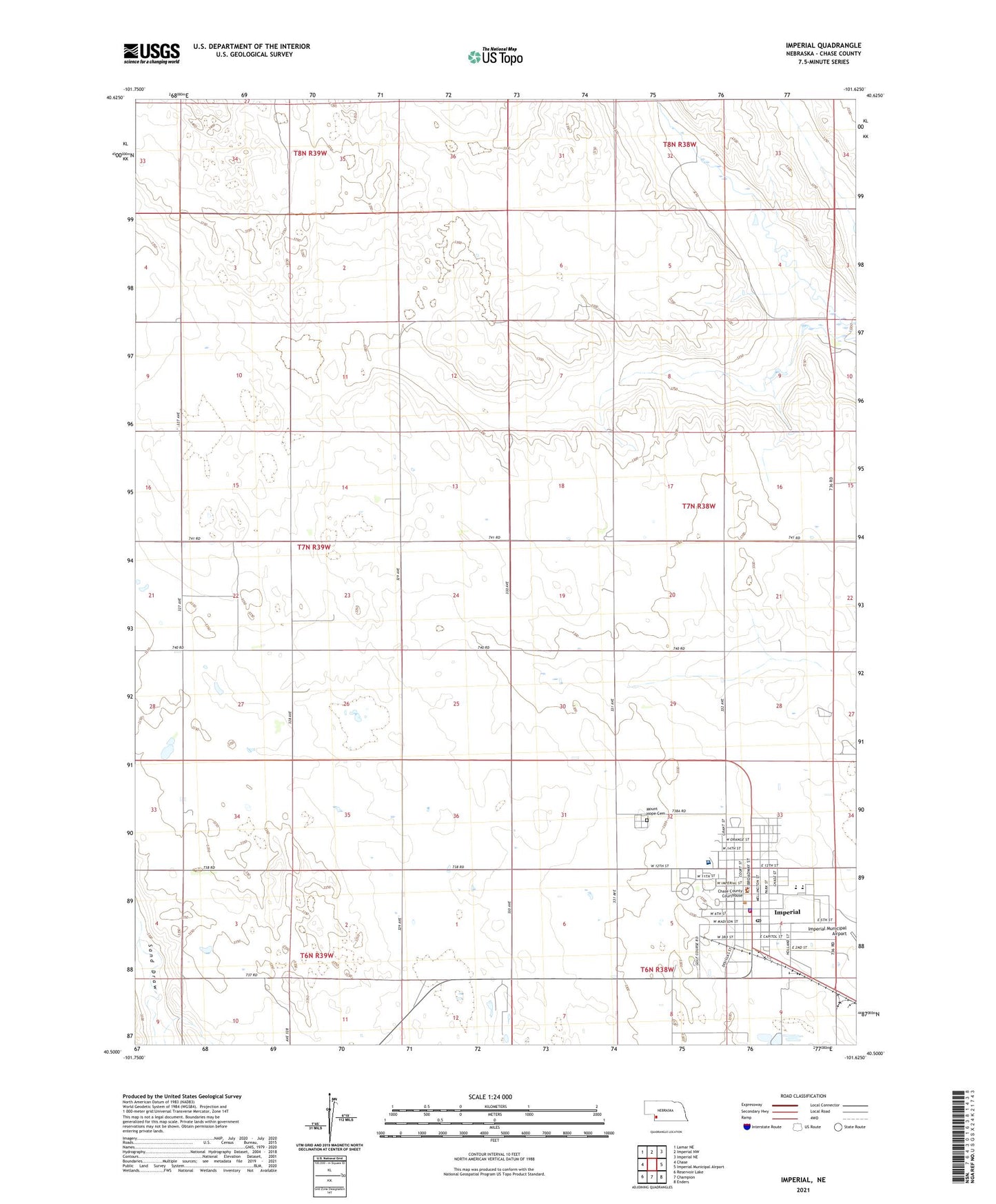 Imperial Nebraska US Topo Map Image