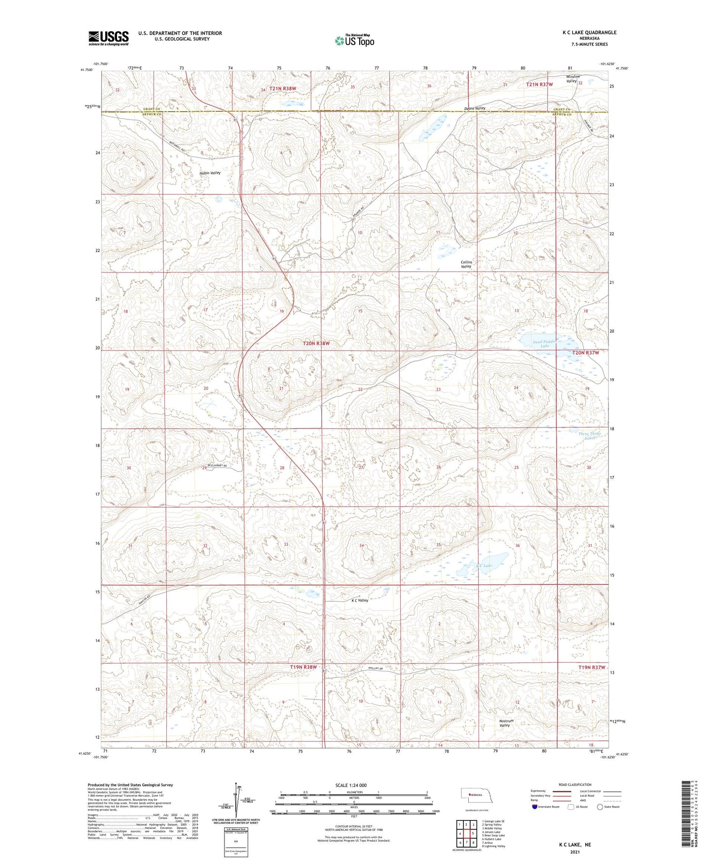 K C Lake Nebraska US Topo Map Image