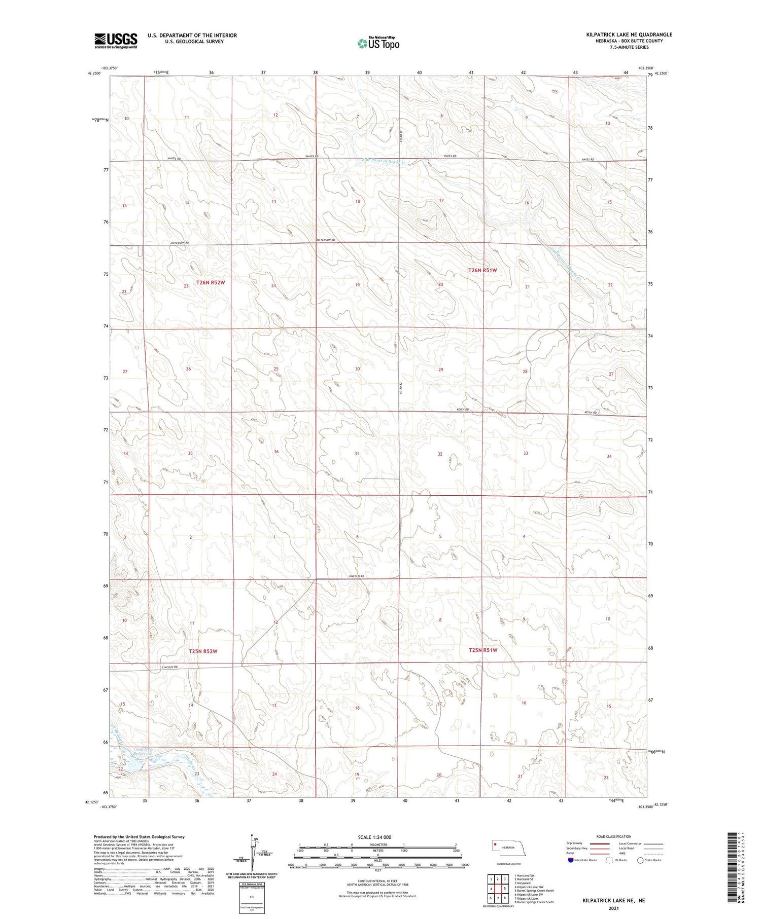 Kilpatrick Lake NE Nebraska US Topo Map Image
