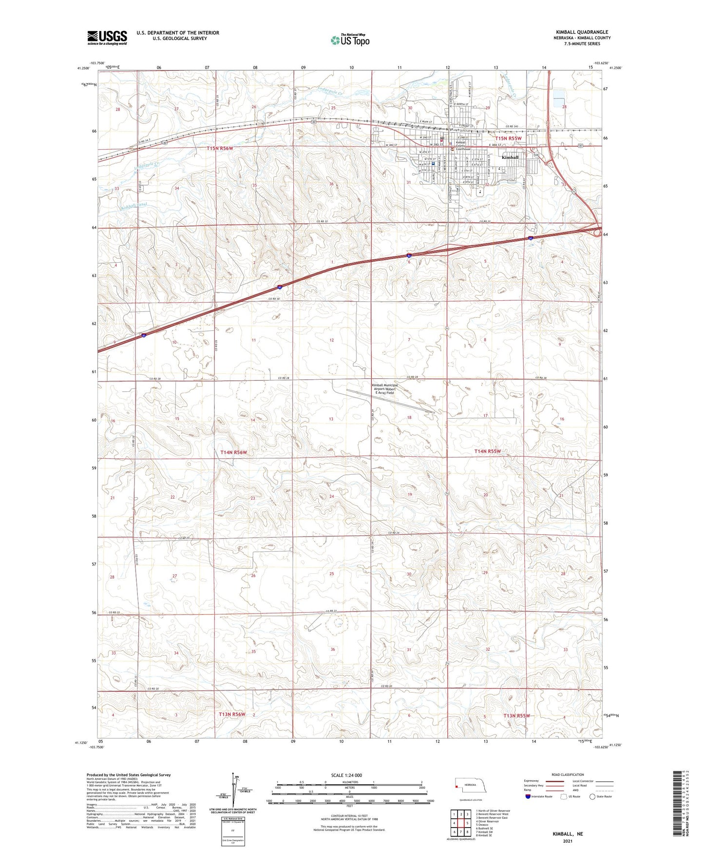 Kimball Nebraska US Topo Map Image