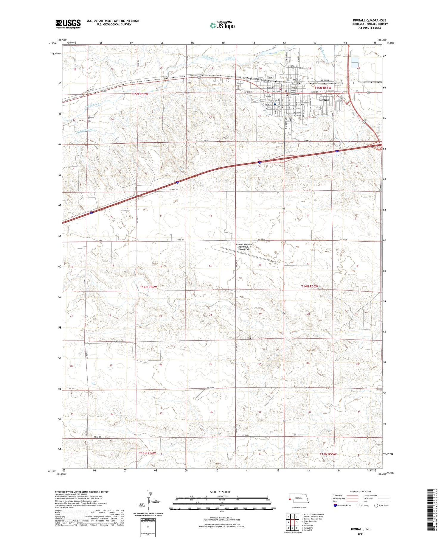 Kimball Nebraska US Topo Map Image